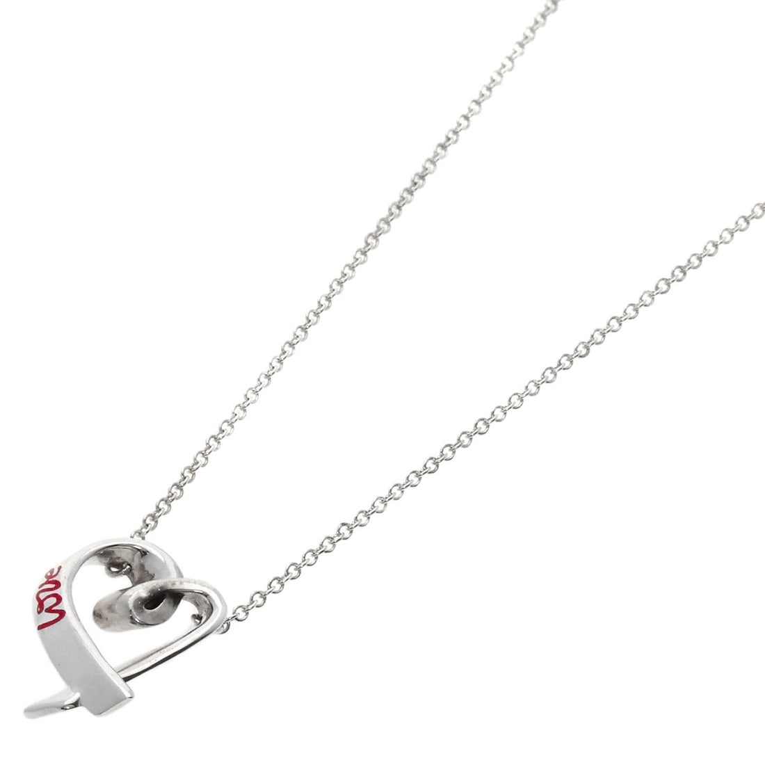 Tiffany&Co. Rubbing Heart Love Necklace Silver: Tiffany&Co. Rubbing Heart Love Necklace Silver Silver Tiffany&Co. Rubbing Heart Love Necklace, a delicate 16.1inch necklace made from high-quality silver metal, features a notable design element. This
