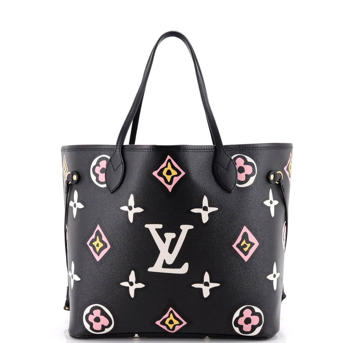 Wild at Heart Giant Monogram Neverfull Louis Vuitton Tote MM NM: Wild at Heart Giant Monogram Neverfull Louis Vuitton Tote MM NM Black canvas coated Neverfull MM tote with a Wild at Heart giant monogram in bold, eye-catching style. This classic Louis Vuitton