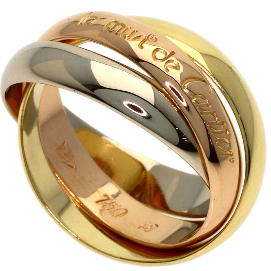 Yellow Gold K18 White Gold K18 Trinity Cartier Ring #48: Yellow Gold K18 White Gold K18 Trinity Cartier Ring #48 K18 White Gold K18 Trinity Cartier Ring #48 boasts a striking yellow gold finish, showcasing the intricate craftsmanship of Cartier's renowned