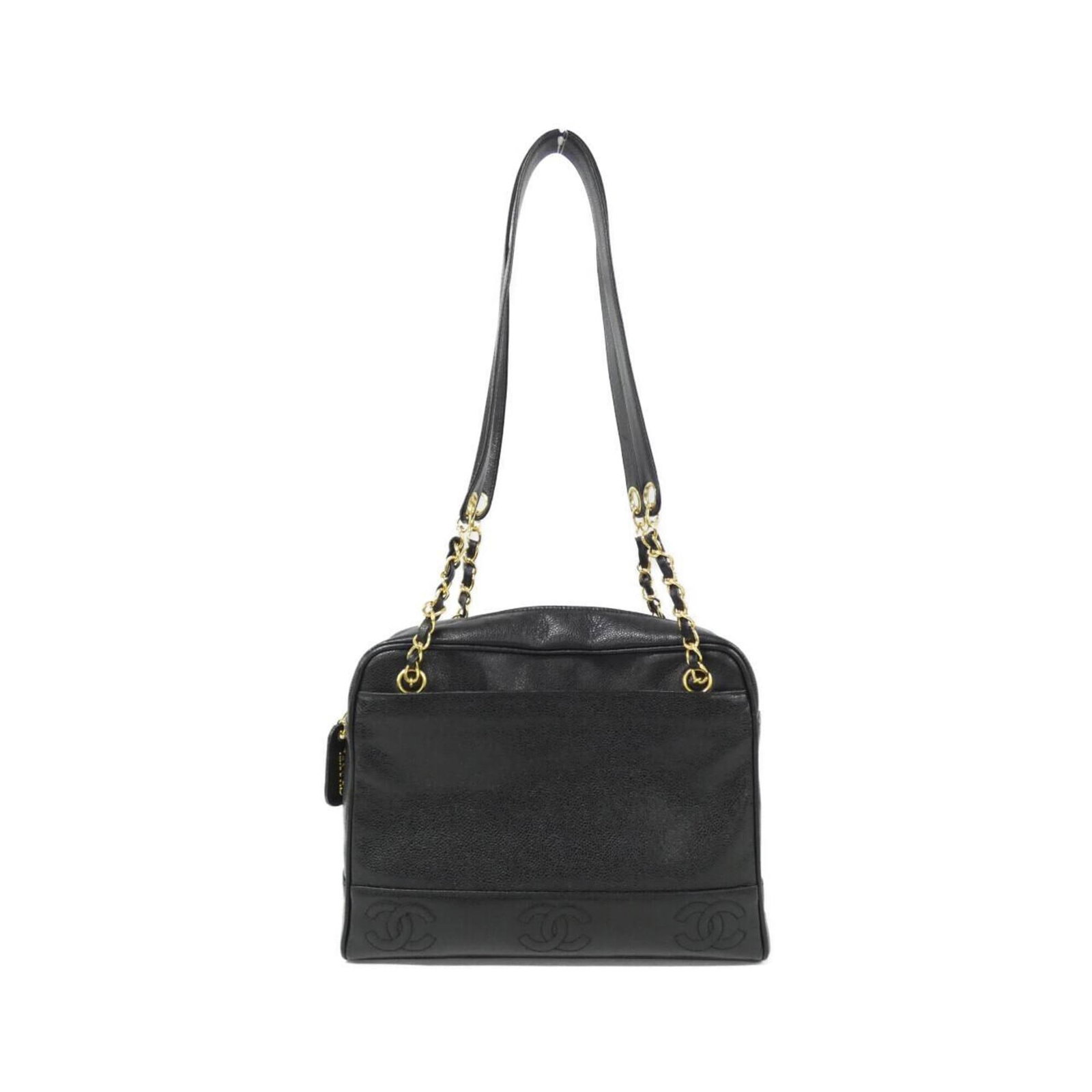 Calfskin Grained Chanel Bag Shoulder: Calfskin Grained Chanel Bag Shoulder Calfskin Grained Chanel Bag Shoulder is a black shoulder bag made from high-quality grained calfskin, featuring a classic design with clean lines and a timeless