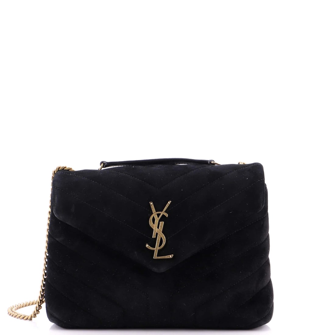 Matelasse Chevron Suede Small Loulou Shoulder Bag Saint Laurent: Matelasse Chevron Suede Small Loulou Shoulder Bag Saint Laurent Small Matelasse Chevron Suede Loulou Shoulder Bag from Saint Laurent. This black suede shoulder bag features a classic design with a