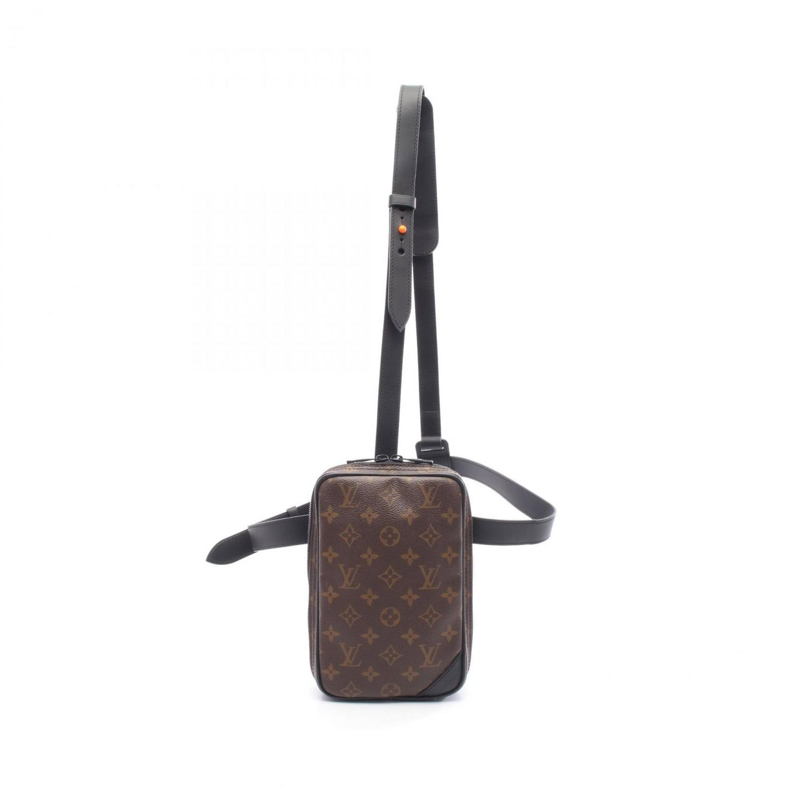 Canvas Leather Fanny Pack Coated Louis Vuitton: Canvas Leather Fanny Pack Coated Louis Vuitton Canvas Leather Fanny Pack Coated Louis Vuitton. This black or brown fanny pack features coated canvas and leather materials, measuring 22.5cm x 14.5cm x