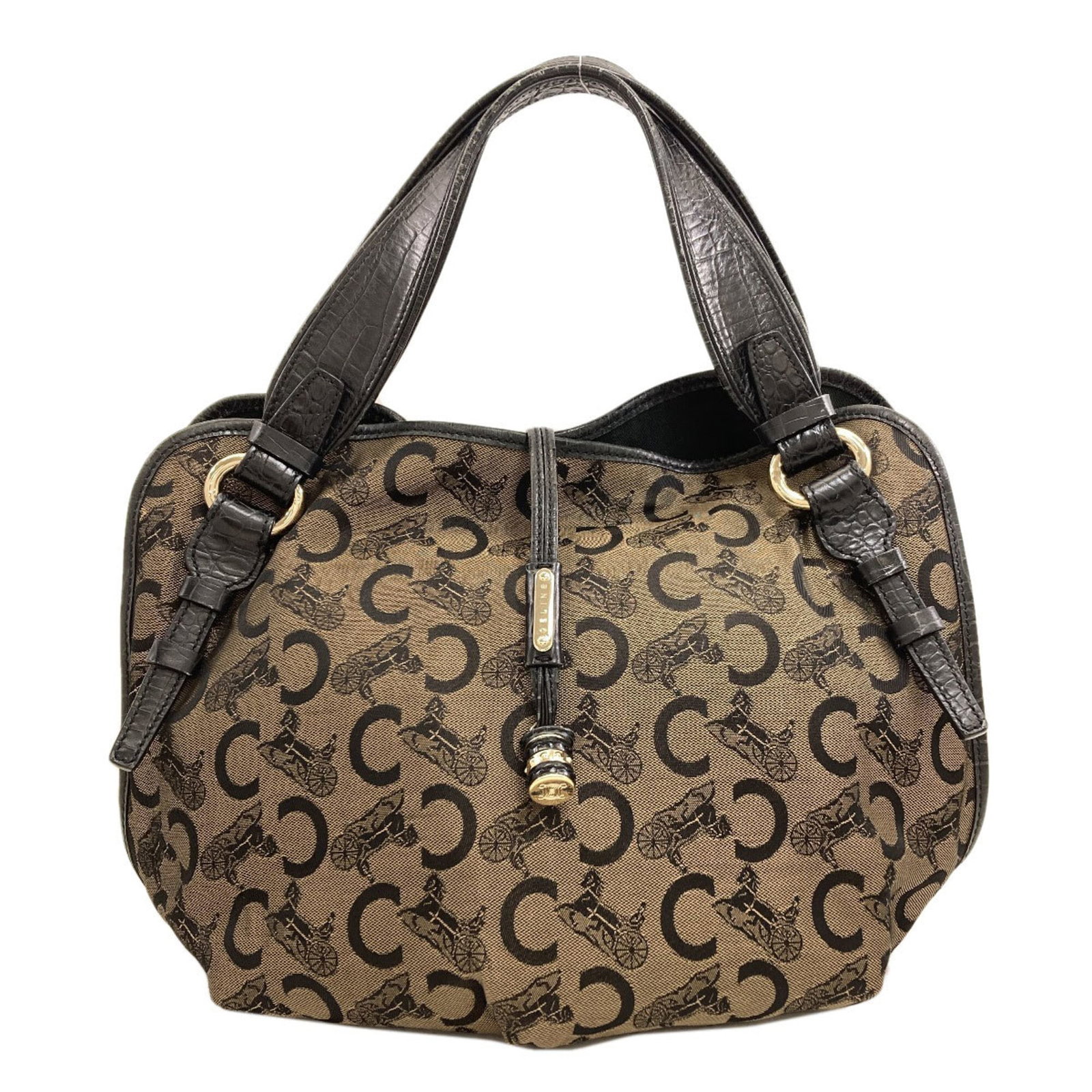 Handbag Canvas: Handbag Canvas Canvas handbag with black or brown color, measuring 30cm x 20cm x 12cm, featuring a 40cm long handle. This Celine-branded canvas handbag is made from canvas material. Item Specifics: Br