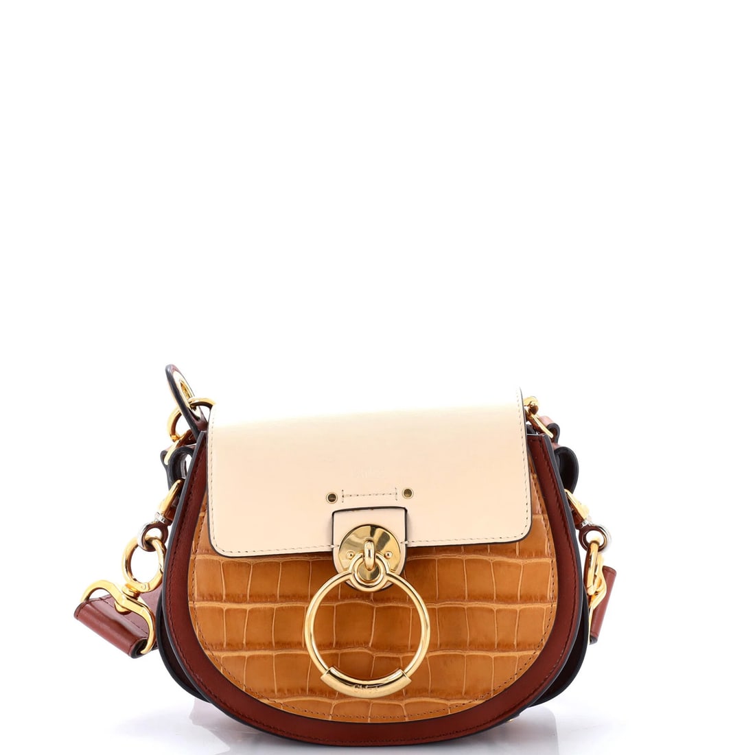 Crocodile Embossed Detail Small Leather Bag Chloe Tess (1 of 7)