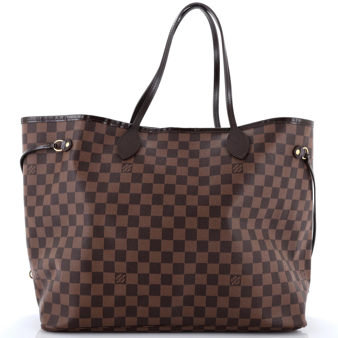 Damier GM Louis Vuitton Tote Neverfull: Damier GM Louis Vuitton Tote Neverfull Brown Damier GM Louis Vuitton Tote Neverfull in Very Good Condition. This classic tote features a sturdy canvas coated exterior with heavy edge wear, scuffs,