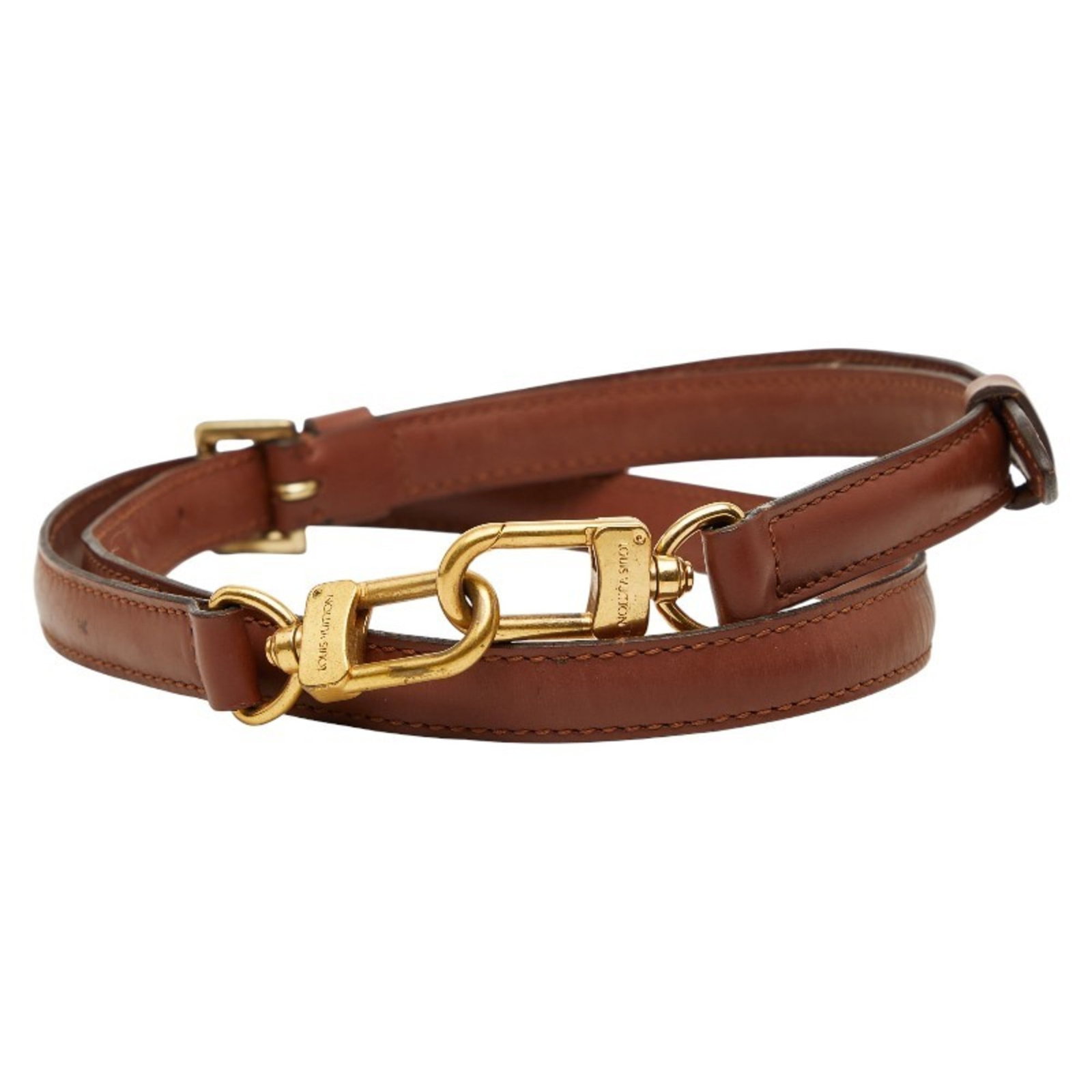 Leather Strap Louis Vuitton: Leather Strap Louis Vuitton This genuine leather strap from Louis Vuitton is a classic accessory, featuring a timeless brown color and a sleek design. Made from high-quality leather, it measures 120cm