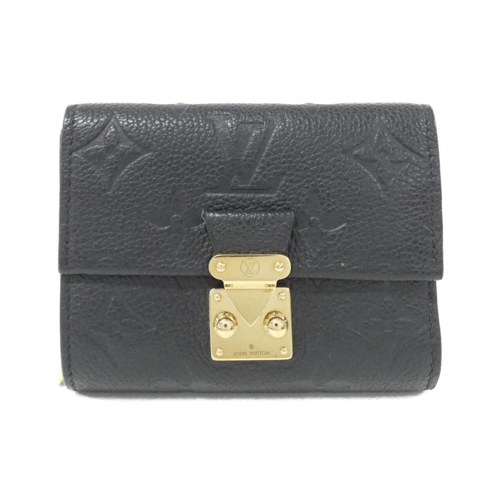 Louis Vuitton Wallet (Tri-Fold) Leather: Louis Vuitton Wallet (Tri-Fold) Leather Black tri-fold leather wallet from Louis Vuitton, measuring 8cm x 11cm x 4cm. This classic design features a timeless combination of style and functionality. Th