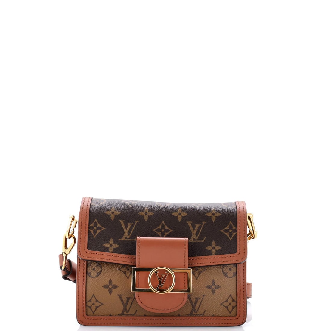 Mini Reverse Monogram Canvas Bag Shoulder Dauphine Louis Vuitton: Mini Reverse Monogram Canvas Bag Shoulder Dauphine Louis Vuitton Mini Reverse Monogram Canvas Bag Shoulder Dauphine Louis Vuitton - A compact and stylish cross body bag with a rich brown exterior,