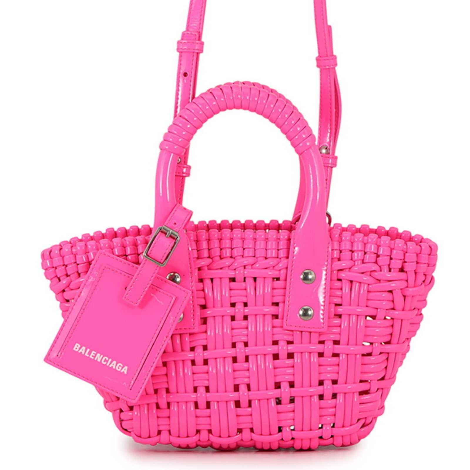 Balenciaga Handbag Shoulder Bag Patent Leather: Balenciaga Handbag Shoulder Bag Patent Leather Patent leather in a vibrant pink hue, this Balenciaga shoulder bag boasts a sleek, modern design. With a silver hardware finish and adjustable strap