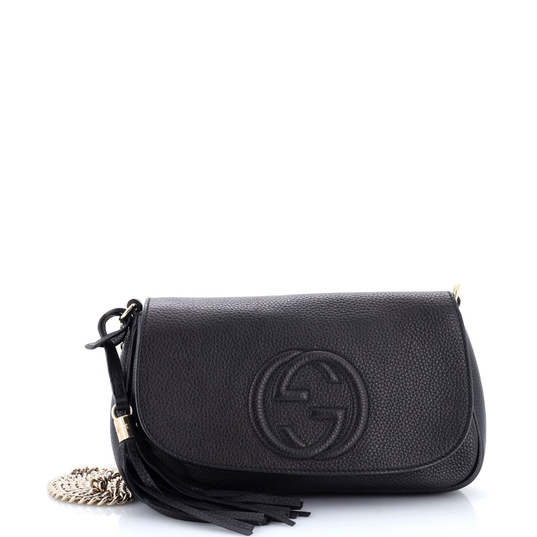 Gucci Medium Leather Chain Crossbody Bag Soho: Gucci Medium Leather Chain Crossbody Bag Soho The Gucci Soho Chain Crossbody Bag in black leather is a stylish and versatile accessory. Featuring a medium size and a chain strap, this crossbody bag