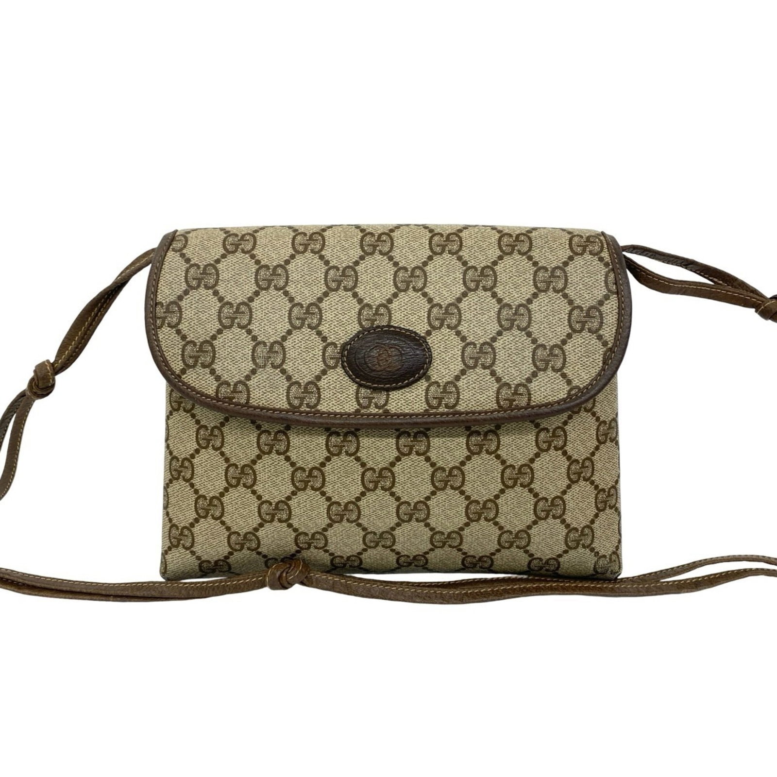 Shoulder Bag Leather Pvc Gucci Pochette: Shoulder Bag Leather Pvc Gucci Pochette The Gucci Pochette is a stylish shoulder bag made from a combination of leather and PVC, featuring a classic brown color. Measuring 16.5cm x 21cm x 4.5cm, this