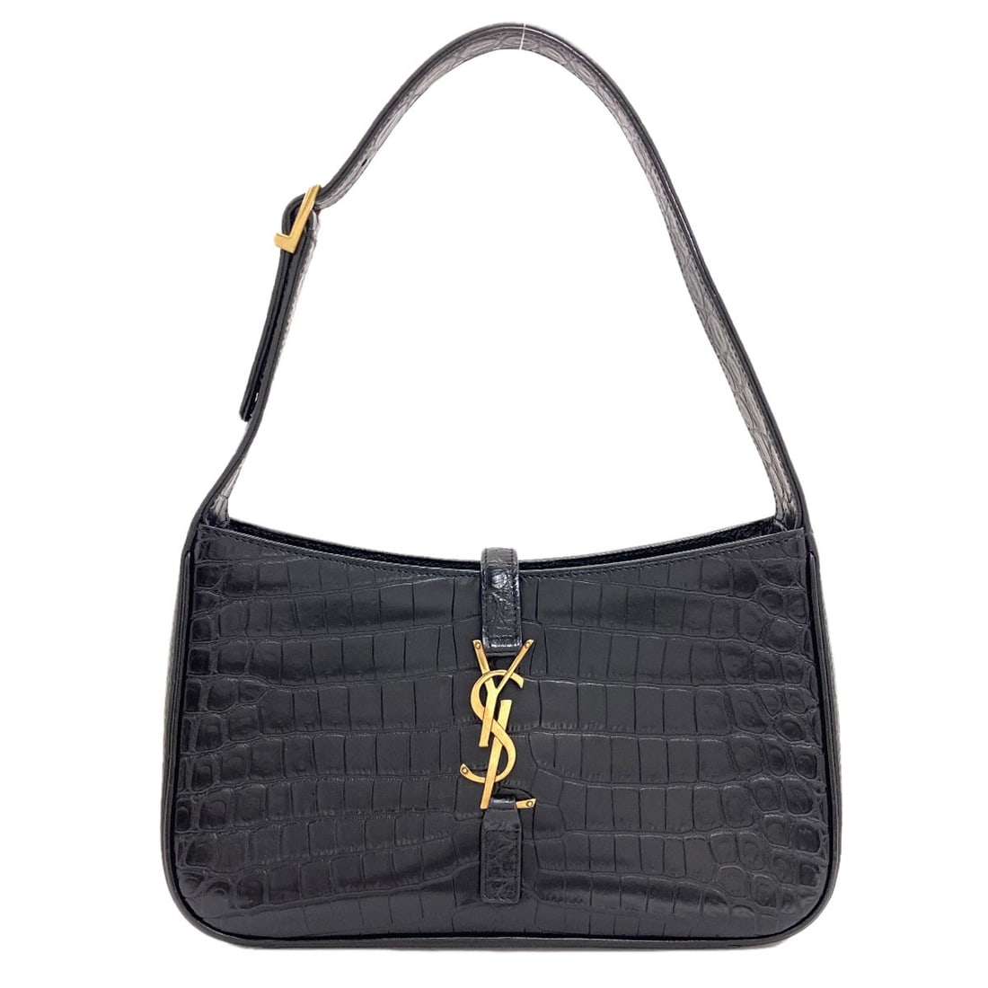 Cassandra Sancassette Le Saint Yves Embossed Shoulder Bag One Belt: Cassandra Sancassette Le Saint Yves Embossed Shoulder Bag One Belt The Yves Saint Laurent Le Saint Yves Embossed Shoulder Bag features a sleek black leather exterior with a subtle embossed design,