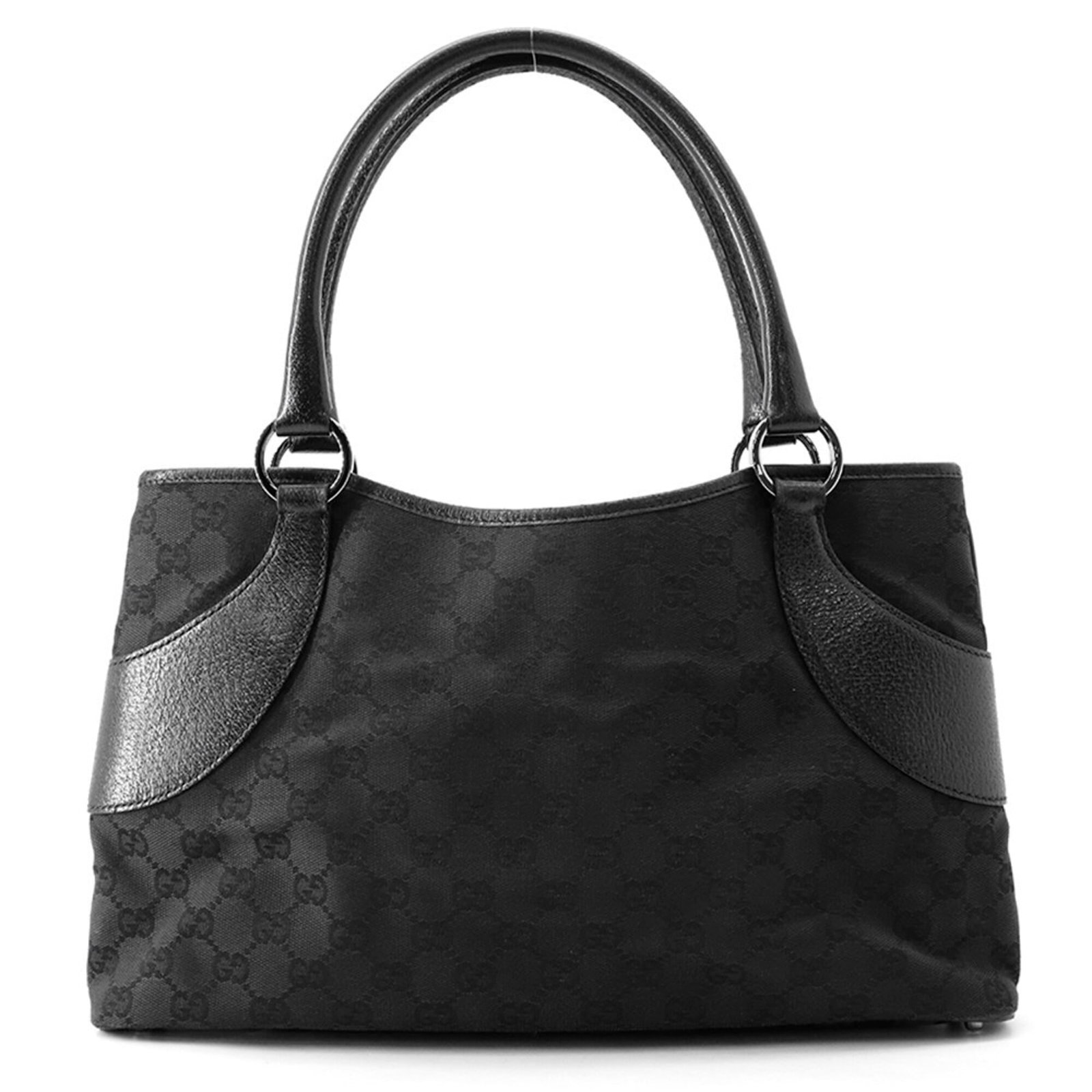 Canvas Leather Tote Bag Gucci: Canvas Leather Tote Bag Gucci Canvas Leather Tote Bag Gucci - A sleek and sophisticated black tote bag made from high-quality canvas and leather, bearing the iconic Gucci brand from Italy. Measuring