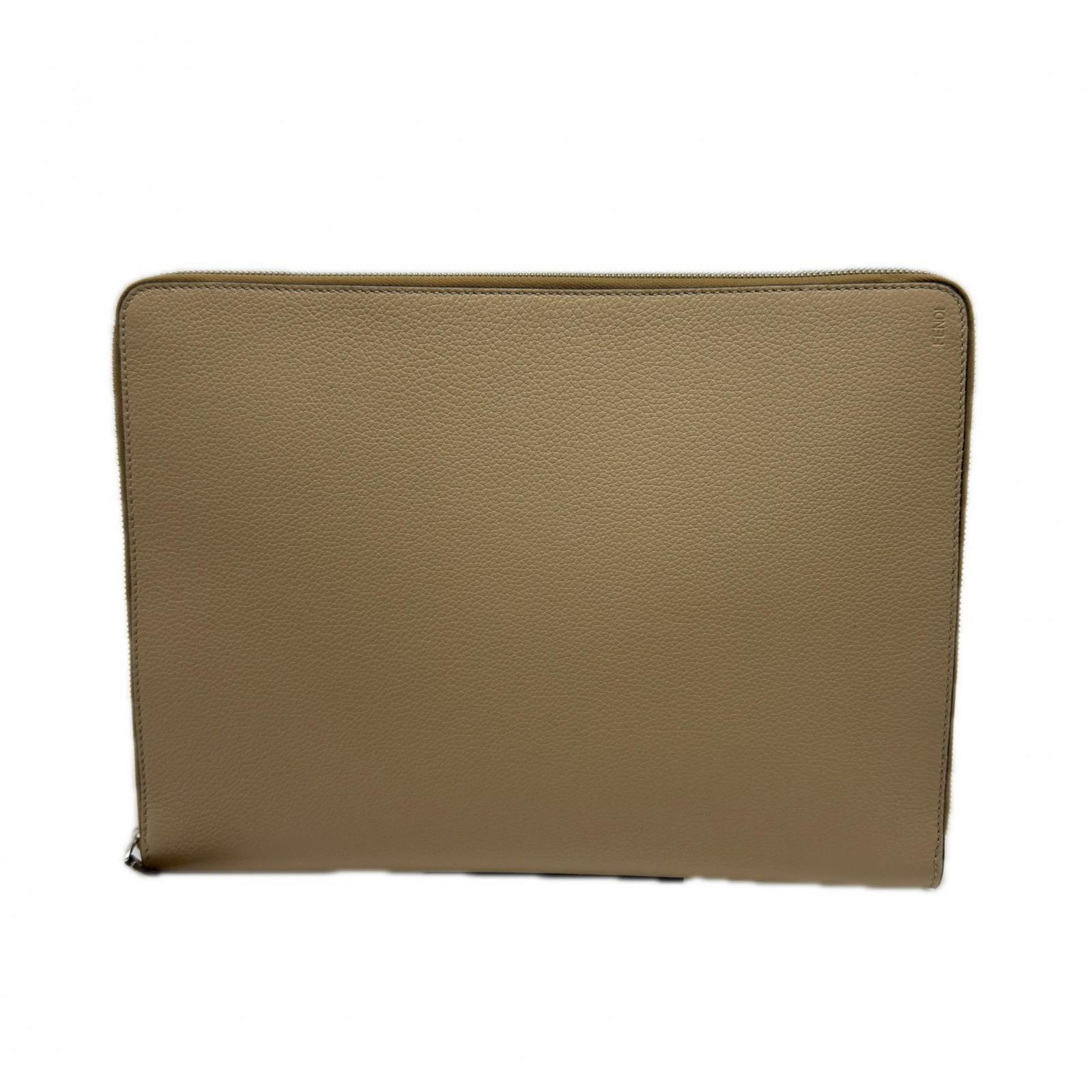 Fendi Bag Leather Clutch: Fendi Bag Leather Clutch Fendi Bag Leather Clutch is made from high-quality leather, measuring 25cm x 32.5cm x 2cm, with a beige color. The bag bears a signature, and the Country of Origin is Italy.