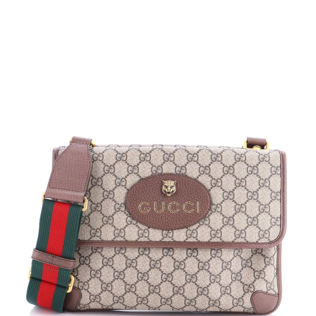 Gucci Neo Vintage Flap Messenger Coated Canvas GG Medium: Gucci Neo Vintage Flap Messenger Coated Canvas GG Medium Brown Gucci Neo Vintage Flap Messenger Coated Canvas GG Medium Bag, Excellent Condition. This medium-sized cross body bag features a coated