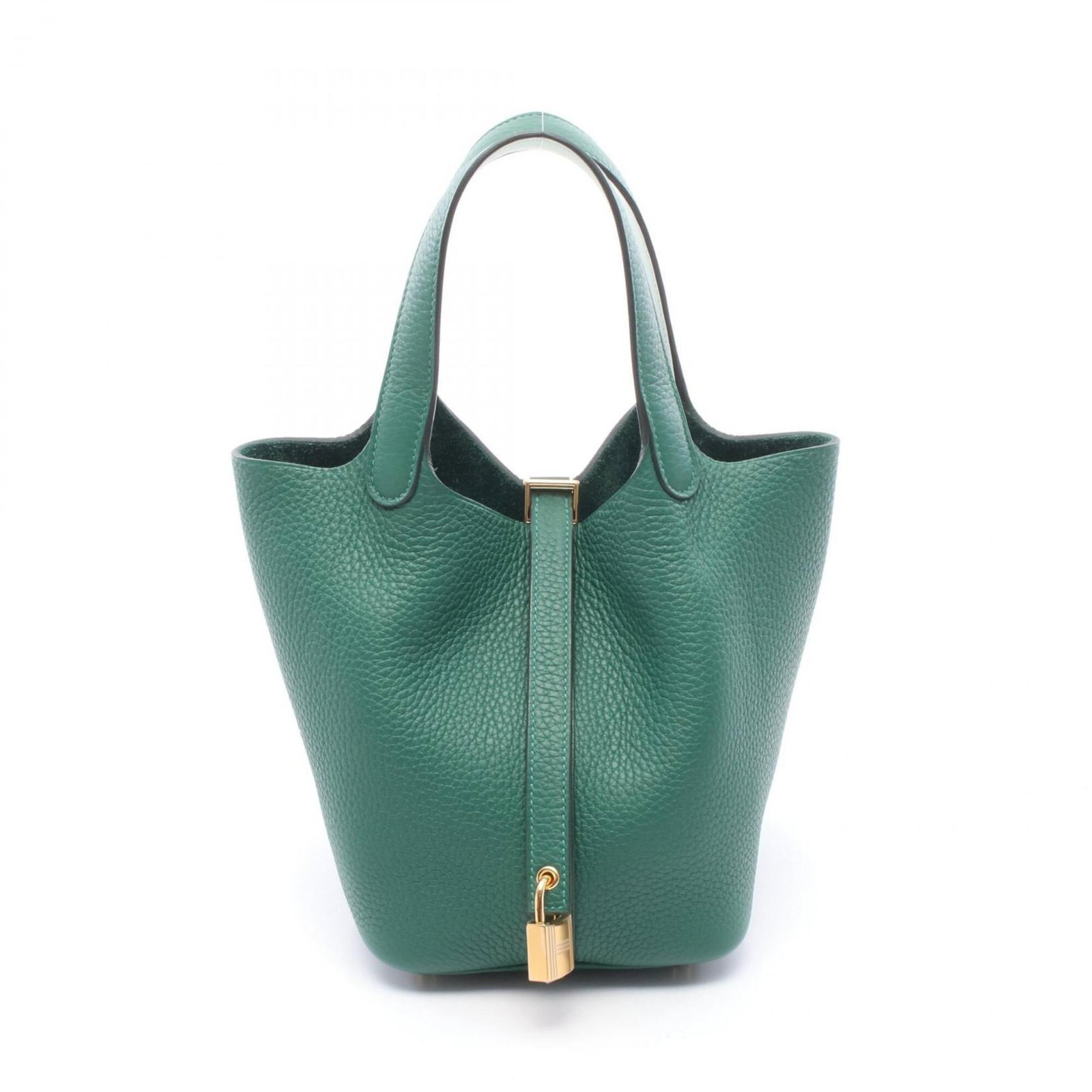 Clemence Leather Handbag Taurillon Hermes: Clemence Leather Handbag Taurillon Hermes Taurillon clemence leather handbag from Hermes, featuring a striking green color. This women's handbag measures 18.5cm x 19cm x 13.5cm and is made from high-q