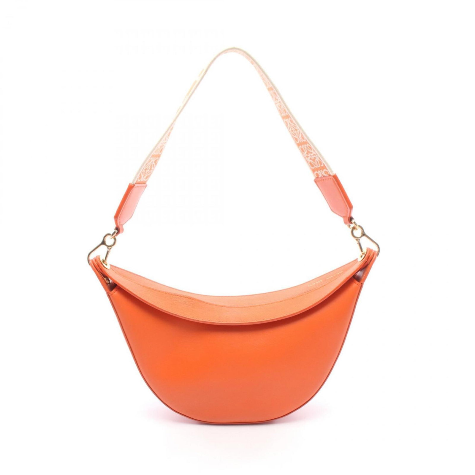 Shoulder Bag Leather Loewe Handbag: Shoulder Bag Leather Loewe Handbag This vibrant orange Loewe shoulder bag is crafted from high-quality leather, featuring a sleek and modern design. Measuring 13cm x 27cm x 6cm, it provides a spacious