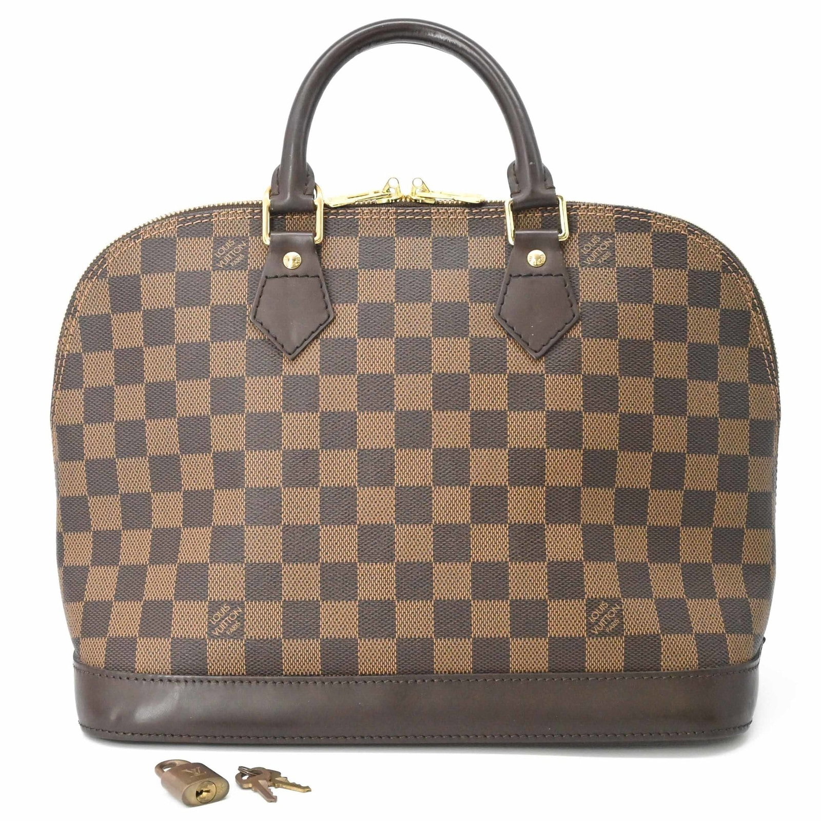 Canvas Damier Louis Vuitton Handbag: Canvas Damier Louis Vuitton Handbag Canvas Damier Louis Vuitton Handbag features a classic design with a timeless Damier canvas pattern in a rich brown Ebene color. Measuring 23cm x 32cm x 16cm, this