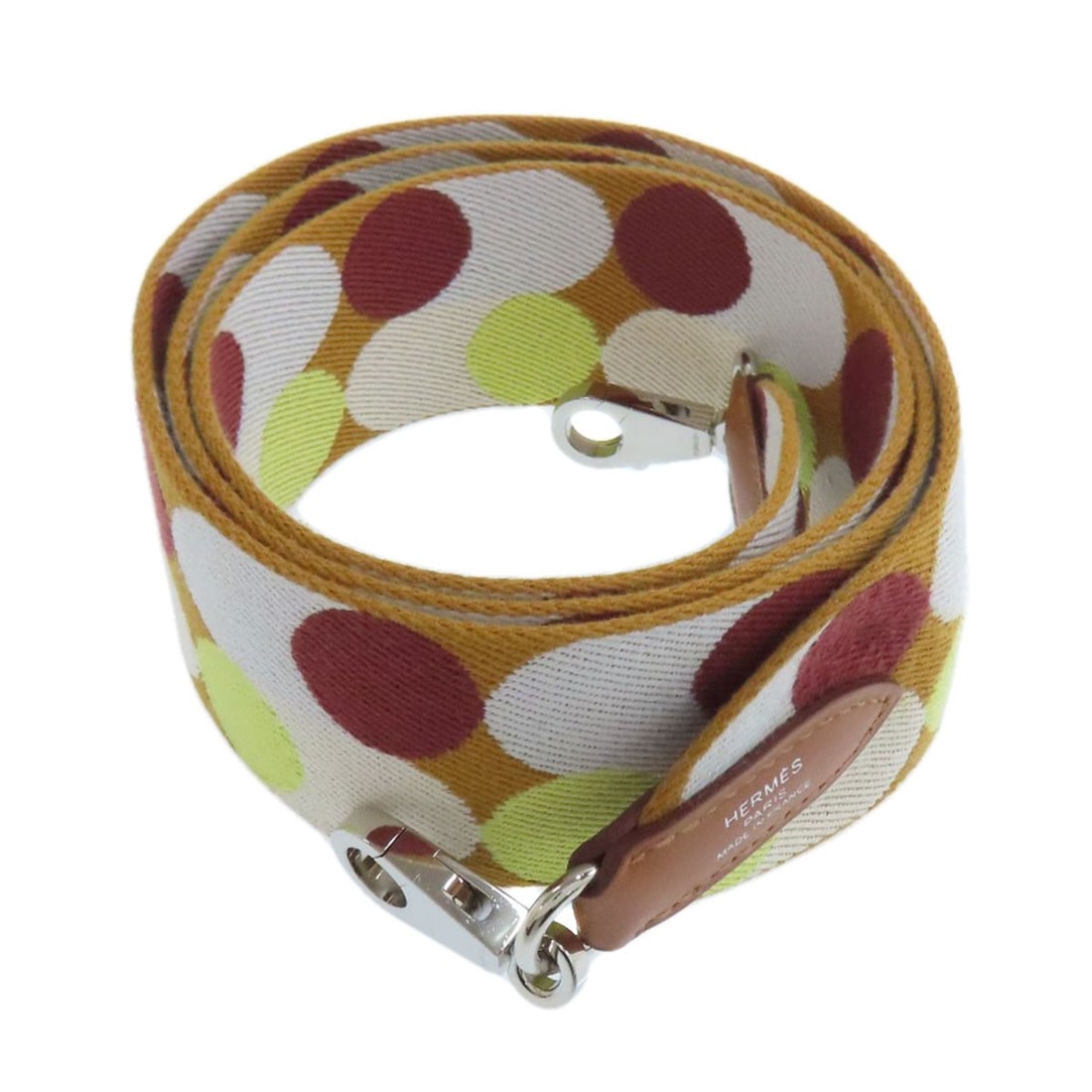 Hermes Bandouliere Sangle Flipper Ball Silverhardware Shoulder Strap: Hermes Bandouliere Sangle Flipper Ball Silverhardware Shoulder Strap Brown canvas shoulder strap with silver hardware, featuring a unique flipper ball design and a sturdy bandouliere sangle. The