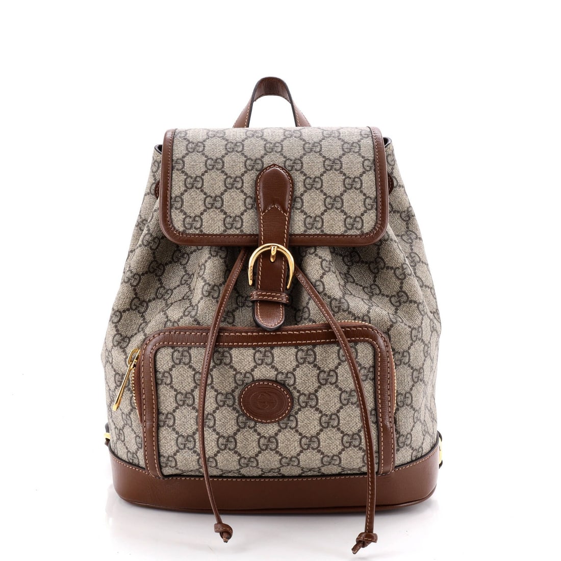 Gucci Coated Canvas GG Small Patch Backpack Drawstring Flap Interlocking: Gucci Coated Canvas GG Small Patch Backpack Drawstring Flap Interlocking Gucci Coated Canvas GG Small Patch Backpack Drawstring Flap Interlocking - A stylish and functional backpack with a classic