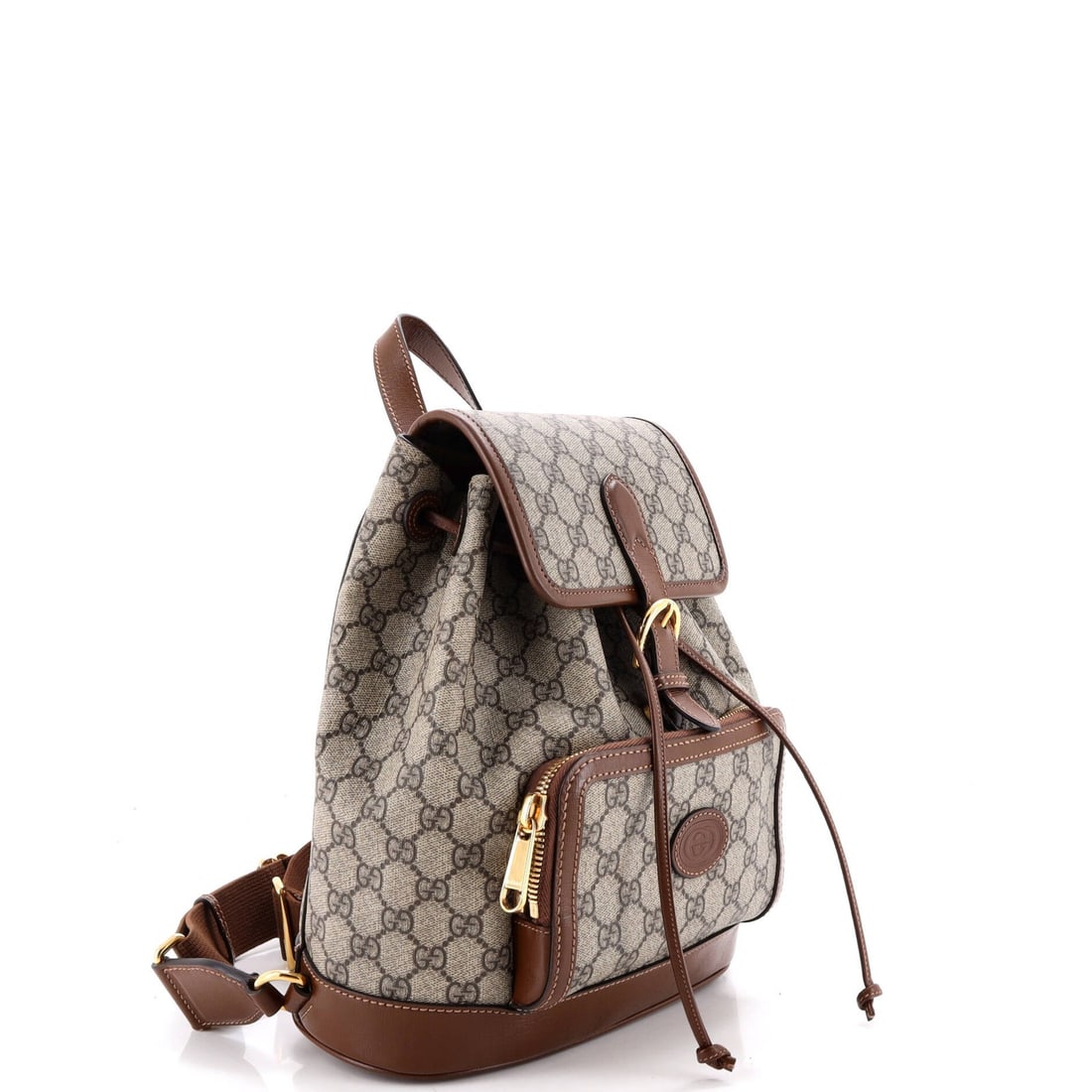 Gucci Coated Canvas GG Small Patch Backpack Drawstring Flap Interlocking - 2