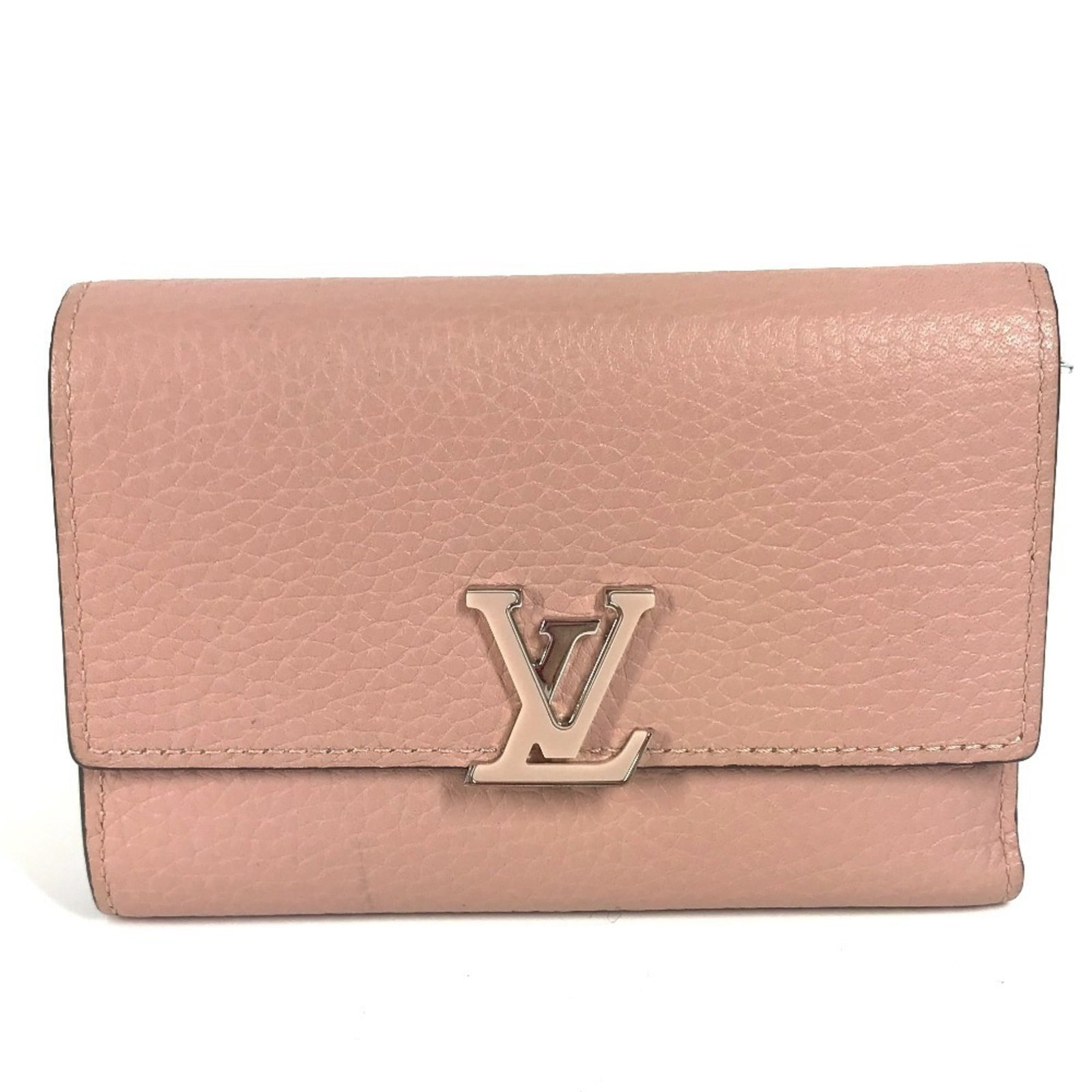 Louis Vuitton Wallet (Tri-Fold) Leather: Louis Vuitton Wallet (Tri-Fold) Leather Tri-fold leather wallet from Louis Vuitton's Taurillon line, featuring iconic Magnolia and Pink color combinations. Made from high-quality Taurillon leather, th