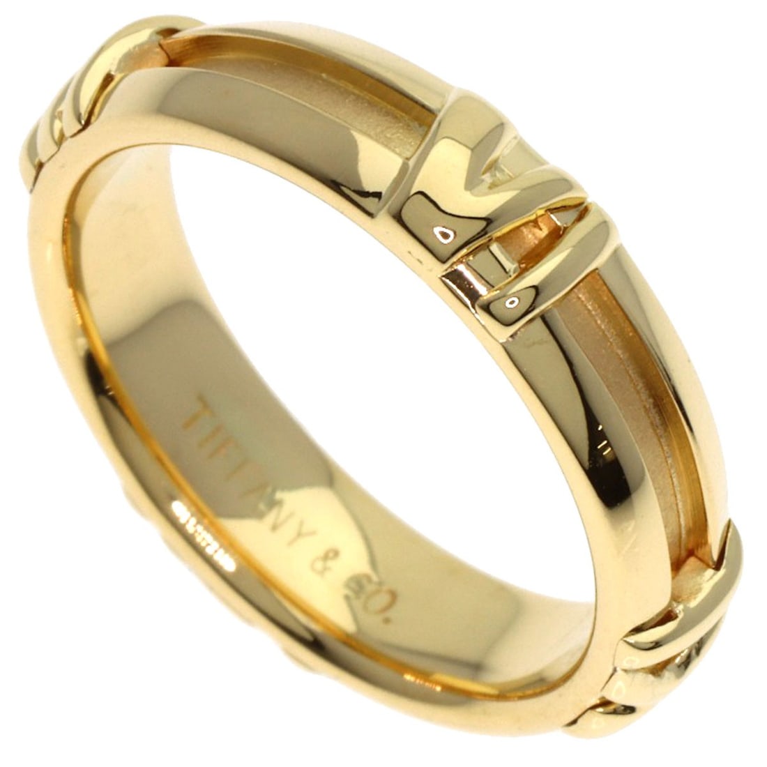 Atlas Ring Tiffany&Co. K18 Yellow Gold: Atlas Ring Tiffany&Co. K18 Yellow Gold K18 Yellow Gold Atlas Ring from Tiffany&Co. boasts a striking gold hue, showcasing the luxury of this high-karat metal. This 4.75 US ring size piece features a
