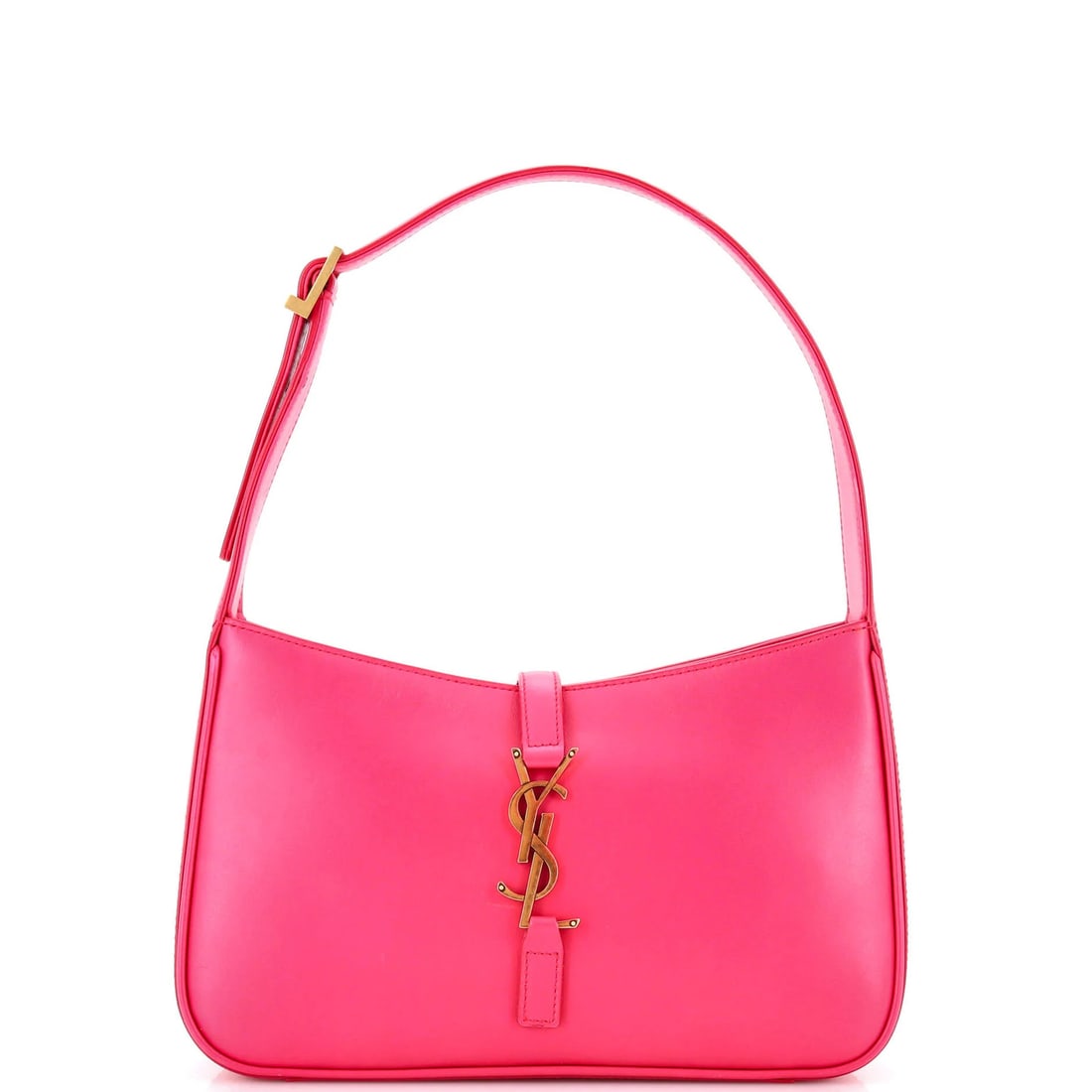 Hobo Leather Small Saint Laurent 5 a 7: Hobo Leather Small Saint Laurent 5 a 7 Small Saint Laurent Le 5 a 7 Hobo Leather Bag in Pink. This pink leather hobo bag features a classic design with a 7.5" handle drop and a gold-tone buckle. With