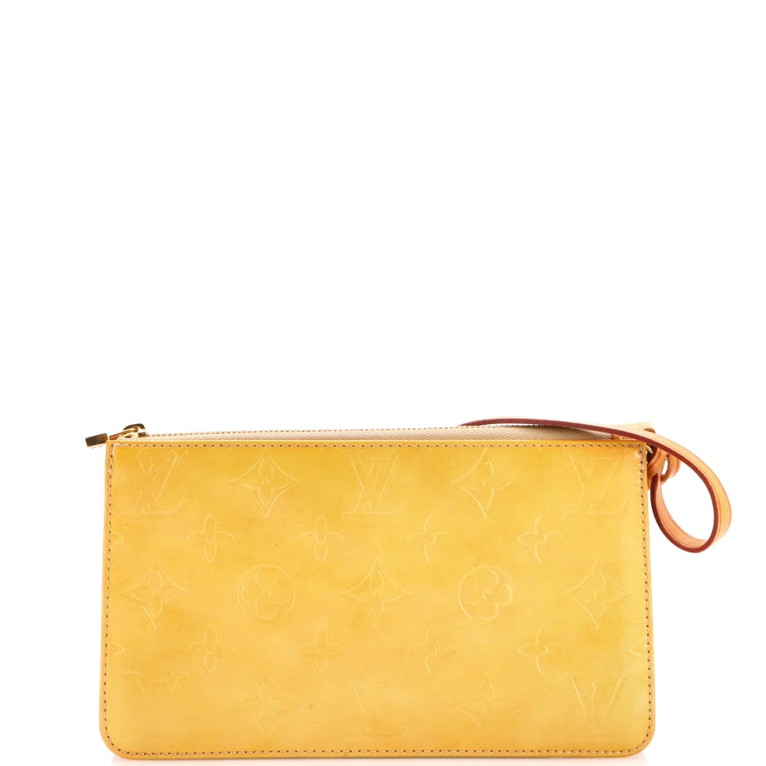 Vuitton Louis Monogram Pochette Vernis Lexington: Vuitton Louis Monogram Pochette Vernis Lexington Yellow Louis Vuitton Pochette Vernis Lexington features patent leather exterior with a neutral leather interior, gold hardware, and a signature. The