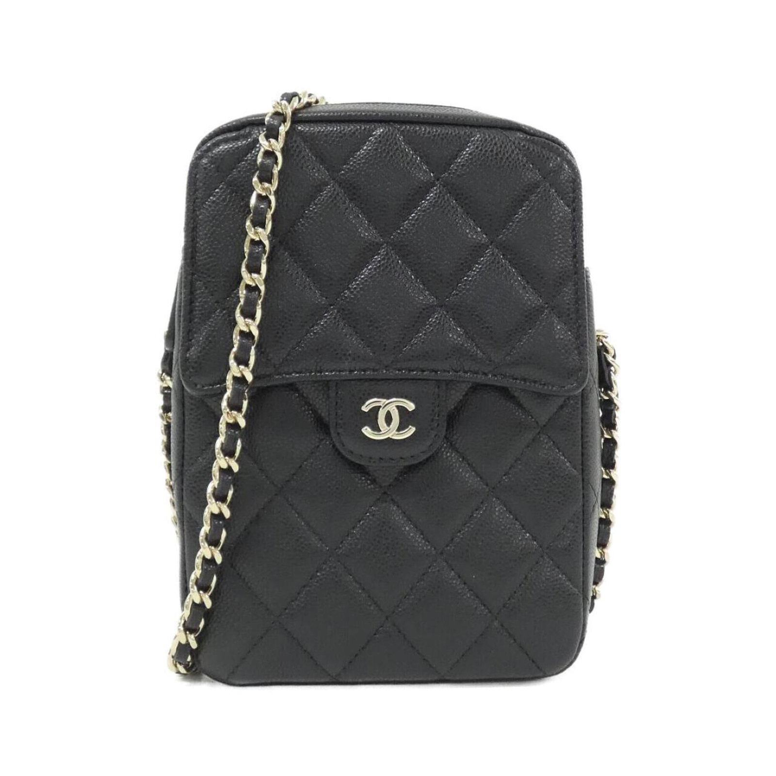 Calfskin Grained Shoulder Bag Handbag: Calfskin Grained Shoulder Bag Handbag Grained Calfskin Shoulder Bag in Black. This Chanel MPN AP4424 shoulder bag features a sleek design with a classic black color and gold hardware. Made from