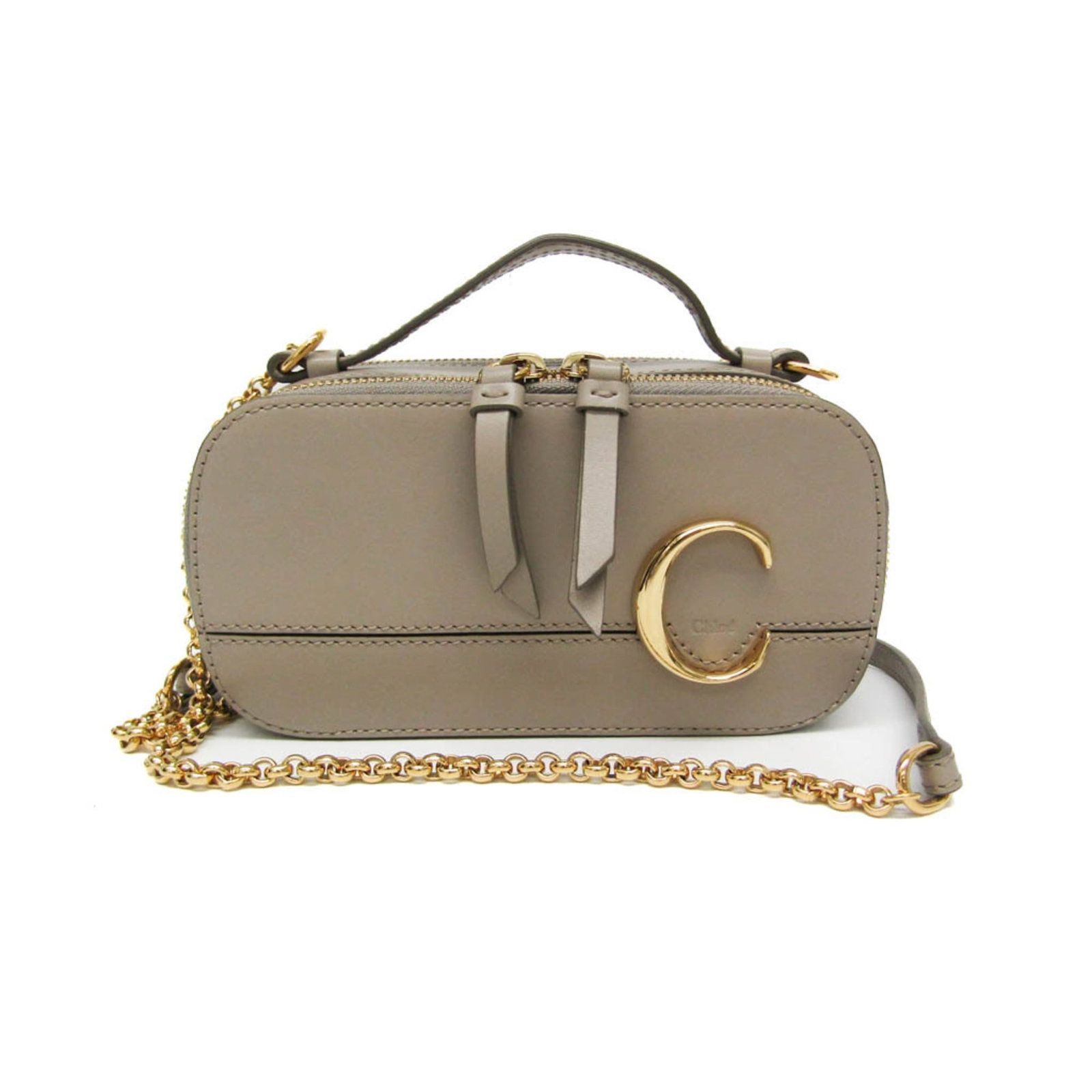 Handbag Leather Shoulder Bag Chlo: Handbag Leather Shoulder Bag Chlo Beige leather shoulder bag with a classic design, measuring 9cm x 18cm x 7cm. Made from high-quality leather, this stylish bag features a simple yet elegant look.