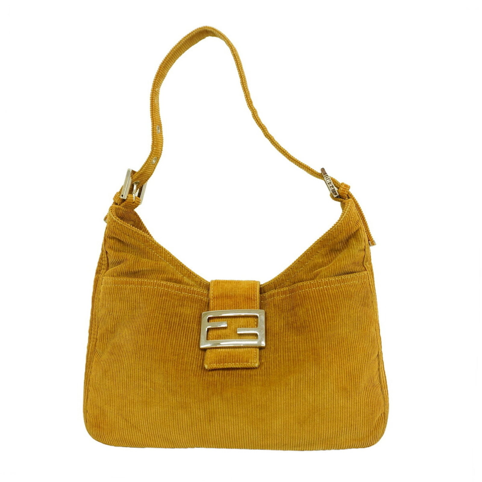 Cord Handbag Fendi: Cord Handbag Fendi Cord handbag from Fendi, crafted from cord material and featuring silver hardware in an ochre color. Measuring 17.5cm x 28cm x 4cm, this stylish accessory is designed for women. Its