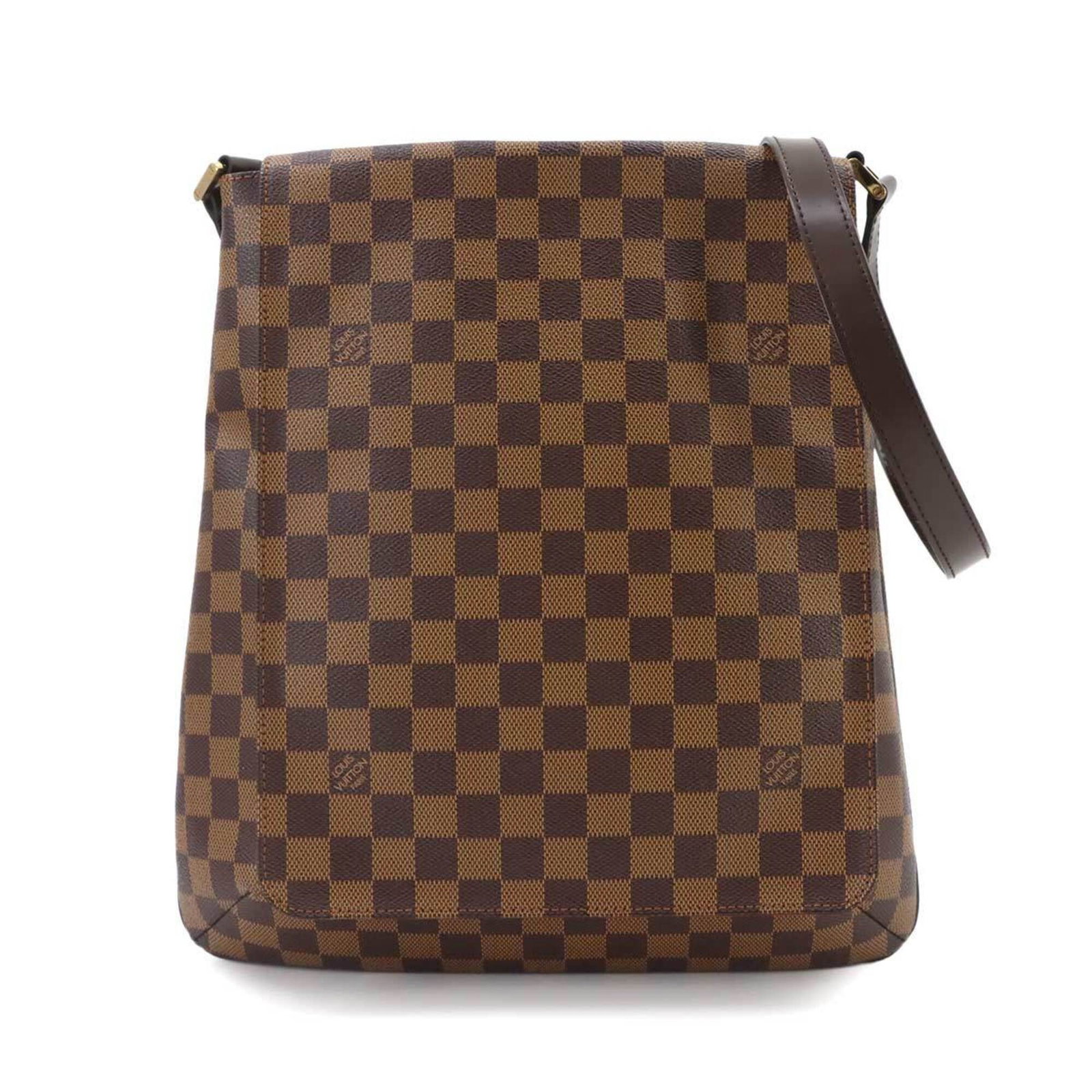 Canvas Damier Handbag Shoulder Vuitton Louis: Canvas Damier Handbag Shoulder Vuitton Louis Damier canvas in brown and Ebene colors adds a unique touch to this shoulder bag. Made from high-quality Damier canvas, this Louis Vuitton shoulder bag