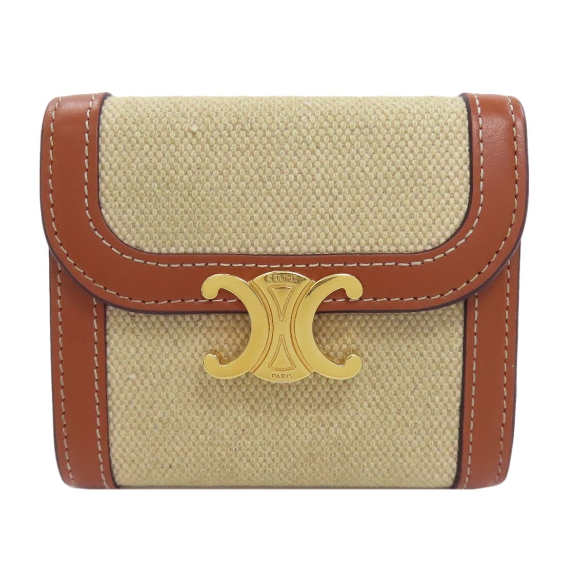 Wallet Bifold Triomphe With Coin Pocket Small Canvas Celine: Wallet Bifold Triomphe With Coin Pocket Small Canvas Celine Brown Canvas Bifold Wallet with Coin Pocket, CELINE Style. This bifold wallet features a canvas material and a classic brown color, with a