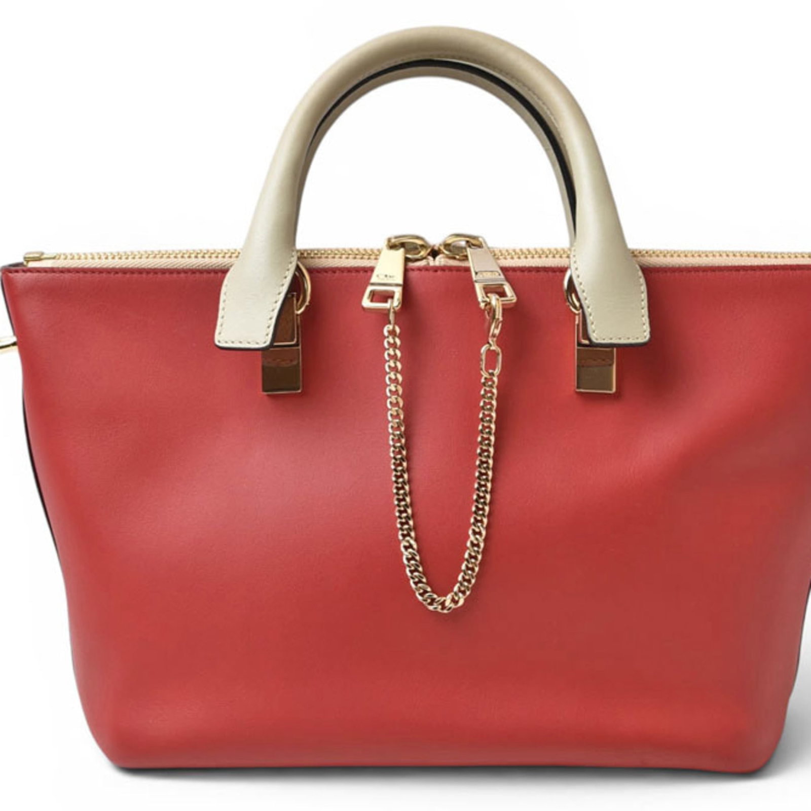 Handbag Leather Tote Chlo: Handbag Leather Tote Chlo Chlo's Handbag Leather Tote is a stylish and versatile accessory, crafted from high-quality leather in a classic beige and red color combination. Measuring 20cm x 27cm x