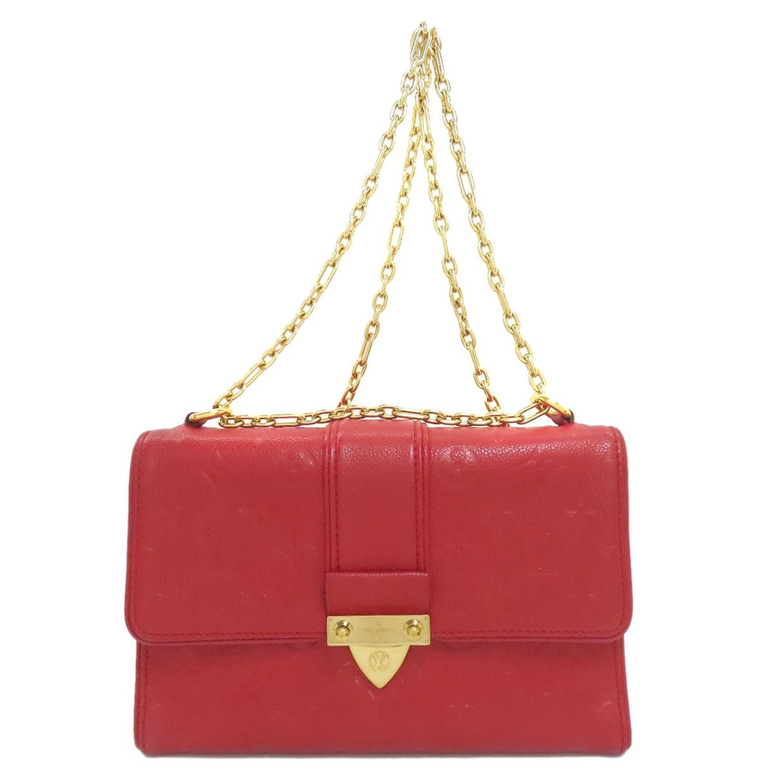 Vuitton Monogram Empreinte Pm Shoulder Bag Saint-Sulpice Louis M43393: Vuitton Monogram Empreinte Pm Shoulder Bag Saint-Sulpice Louis M43393 Red Monogram EMPREINTE Pm Shoulder Bag from Louis Vuitton's iconic Saint-Sulpice collection. This striking shoulder bag features