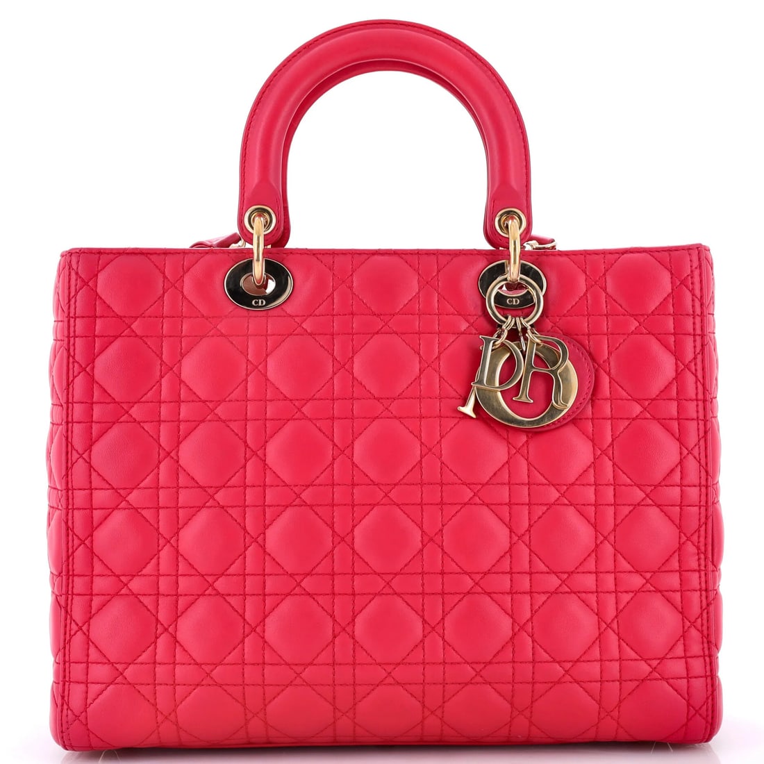 Lady Dior Bag Cannage Lambskin Large Quilt Vintage Christian Dior: Lady Dior Bag Cannage Lambskin Large Quilt Vintage Christian Dior Pink Lady Dior Bag Cannage Quilt Lambskin Large features a unique blend of style and vintage charm. With its signature top handle and