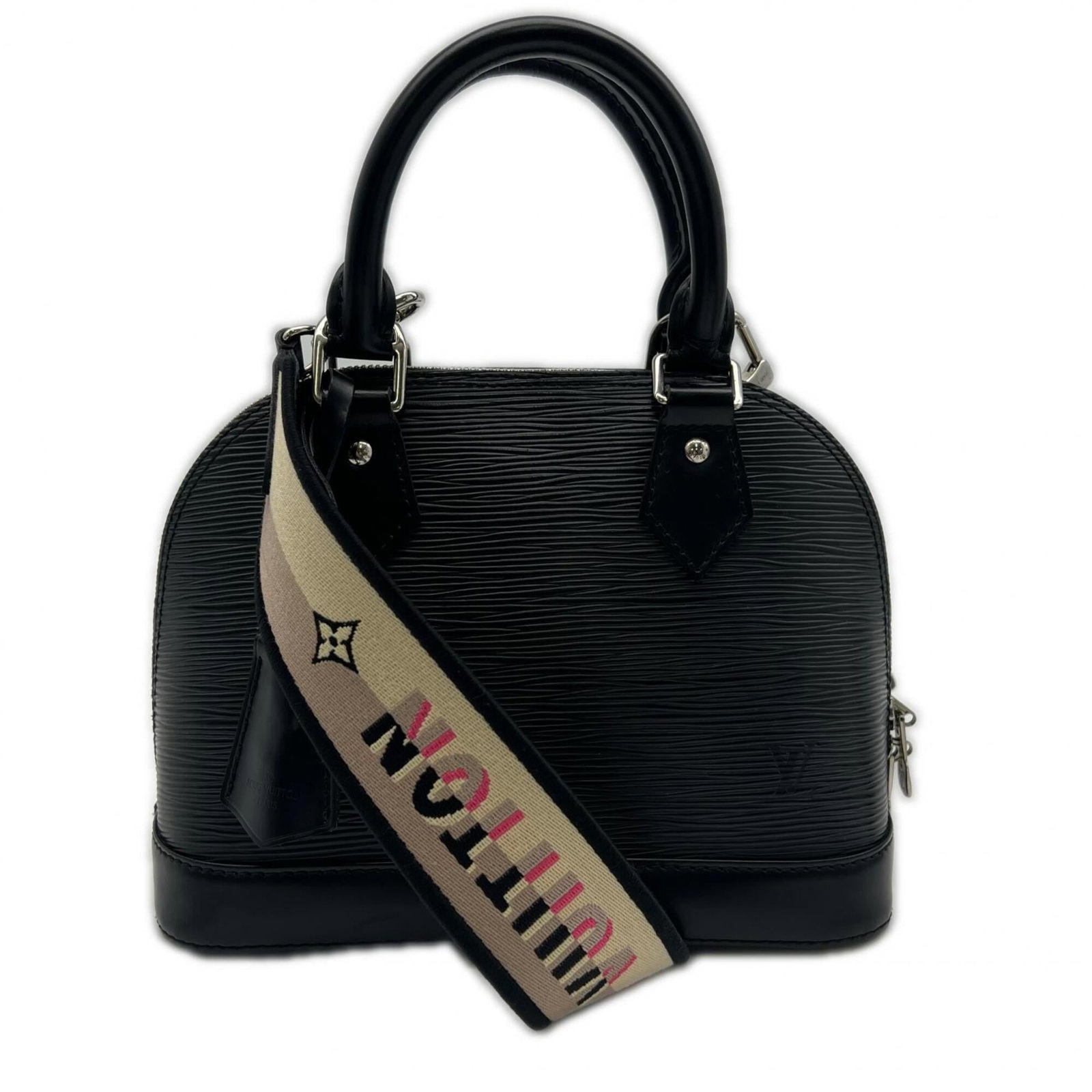 Handbag Leather Louis Vuitton: Handbag Leather Louis Vuitton Beige pink, Black, Noir Louis Vuitton handbags are crafted from high-quality leather, featuring a classic design with a timeless aesthetic. Measuring 16.5cm x 23cm x 10.5