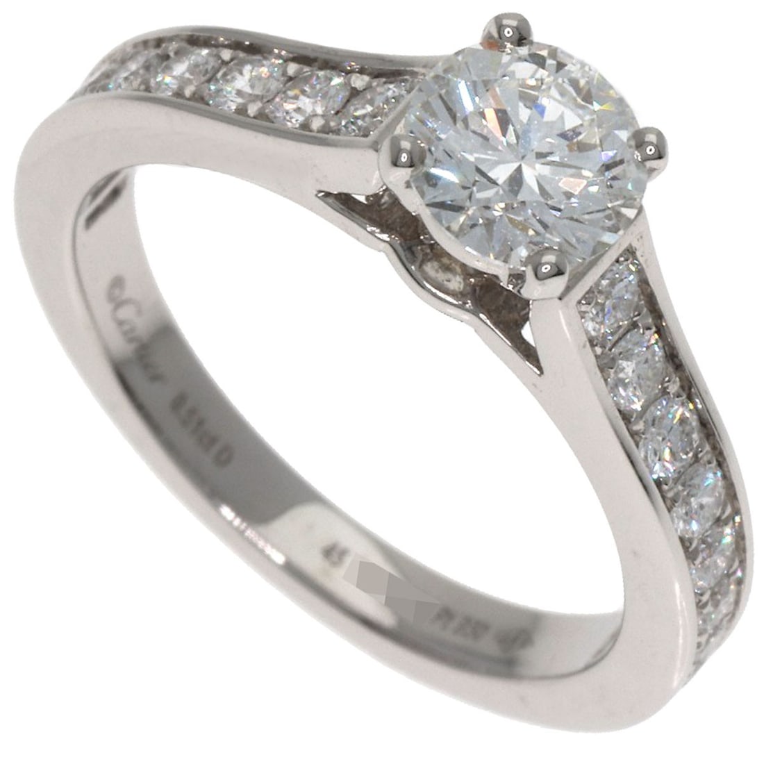 Diamond Platinum Solitaire Cartier # 45 Ring: Diamond Platinum Solitaire Cartier # 45 Ring Diamond Platinum Solitaire Cartier # 45 Ring is a stunning piece featuring a 0.51ct D color diamond set in platinum, a hallmark of Cartier's exceptional cr