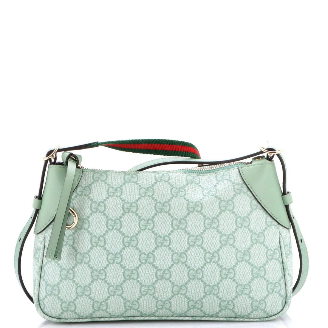 Gucci Small Coated Canvas GG Leather Shoulder Bag Emblem: Gucci Small Coated Canvas GG Leather Shoulder Bag Emblem Small Gucci Canvas Coated GG Leather Shoulder Bag with Green Exterior and Interior, featuring a classic GG logo emblem. This stylish shoulder b