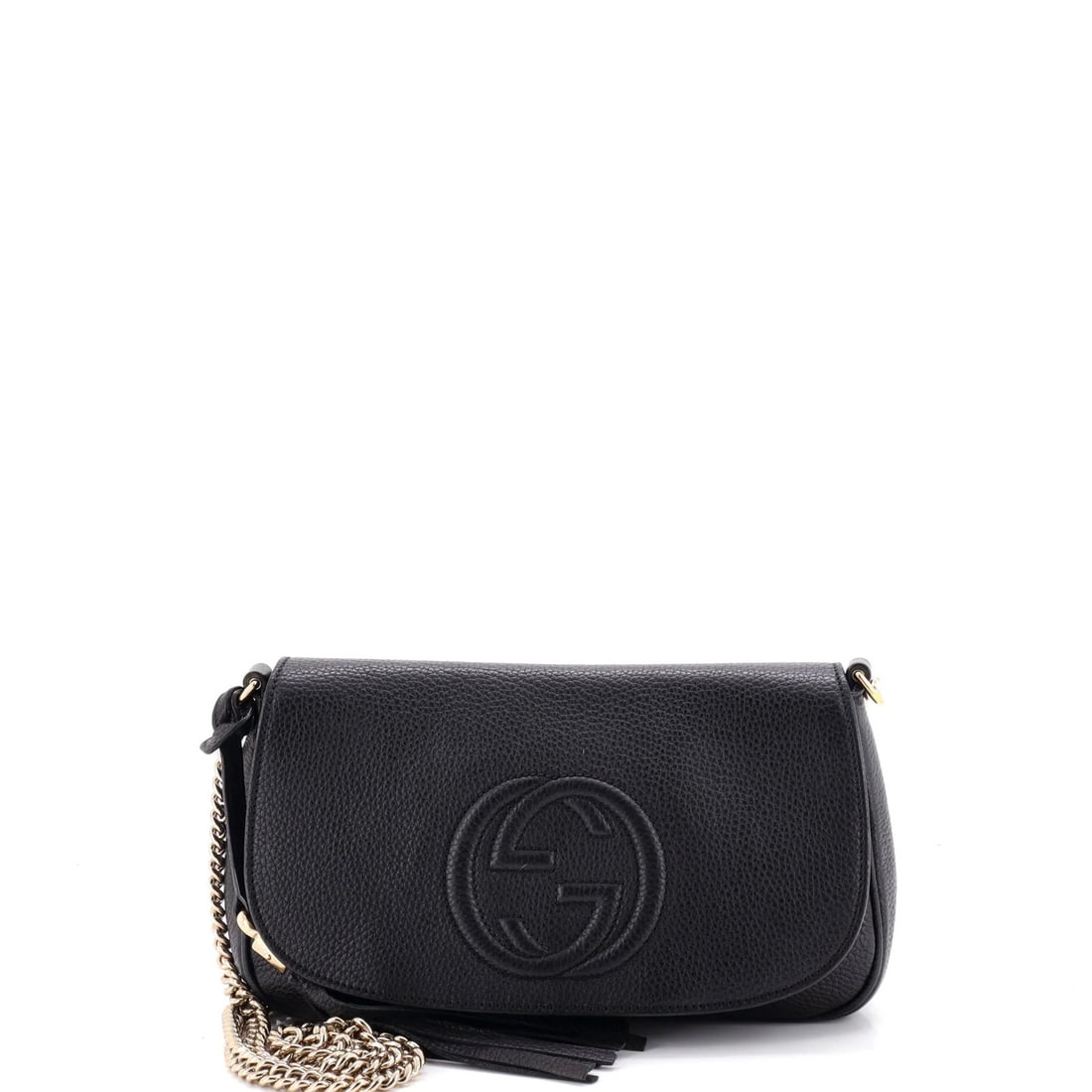 Gucci Medium Leather Chain Crossbody Bag Soho: Gucci Medium Leather Chain Crossbody Bag Soho The Gucci Soho Chain Crossbody Bag in black leather is a stylish and versatile accessory. Featuring a medium size and a chain strap, this crossbody bag is
