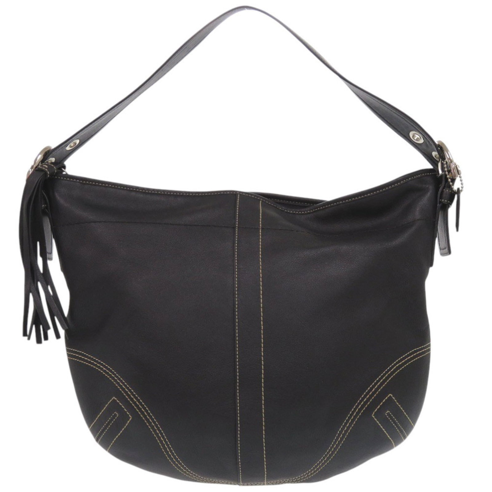 Shoulder Bag Leather Coach: Shoulder Bag Leather Coach Black leather shoulder bag from Coach, measuring 28cm x 32cm x 10cm. Made from high-quality leather, this bag features a classic design with clean lines and a timeless