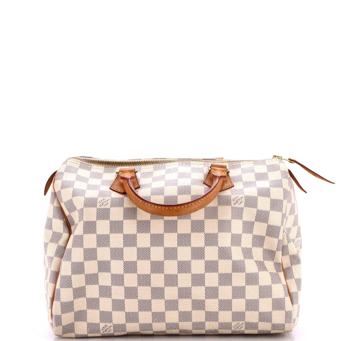 Vuitton Speedy Louis Handbag Damier: Vuitton Speedy Louis Handbag Damier White canvas coated Louis Vuitton Speedy Louis Handbag Damier in Very Good condition, featuring a classic top handle design with a 30" drop and neutral interior.