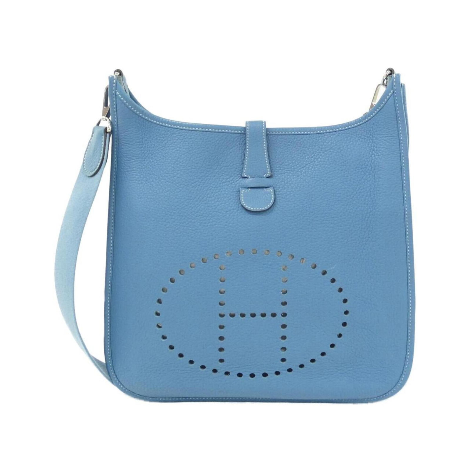 Hermes Shoulder Bag Taurillon Clemence Leather: Hermes Shoulder Bag Taurillon Clemence Leather Taurillon Clemence leather provides a unique texture and depth to this iconic shoulder bag, while its blue jean color adds a touch of subtle