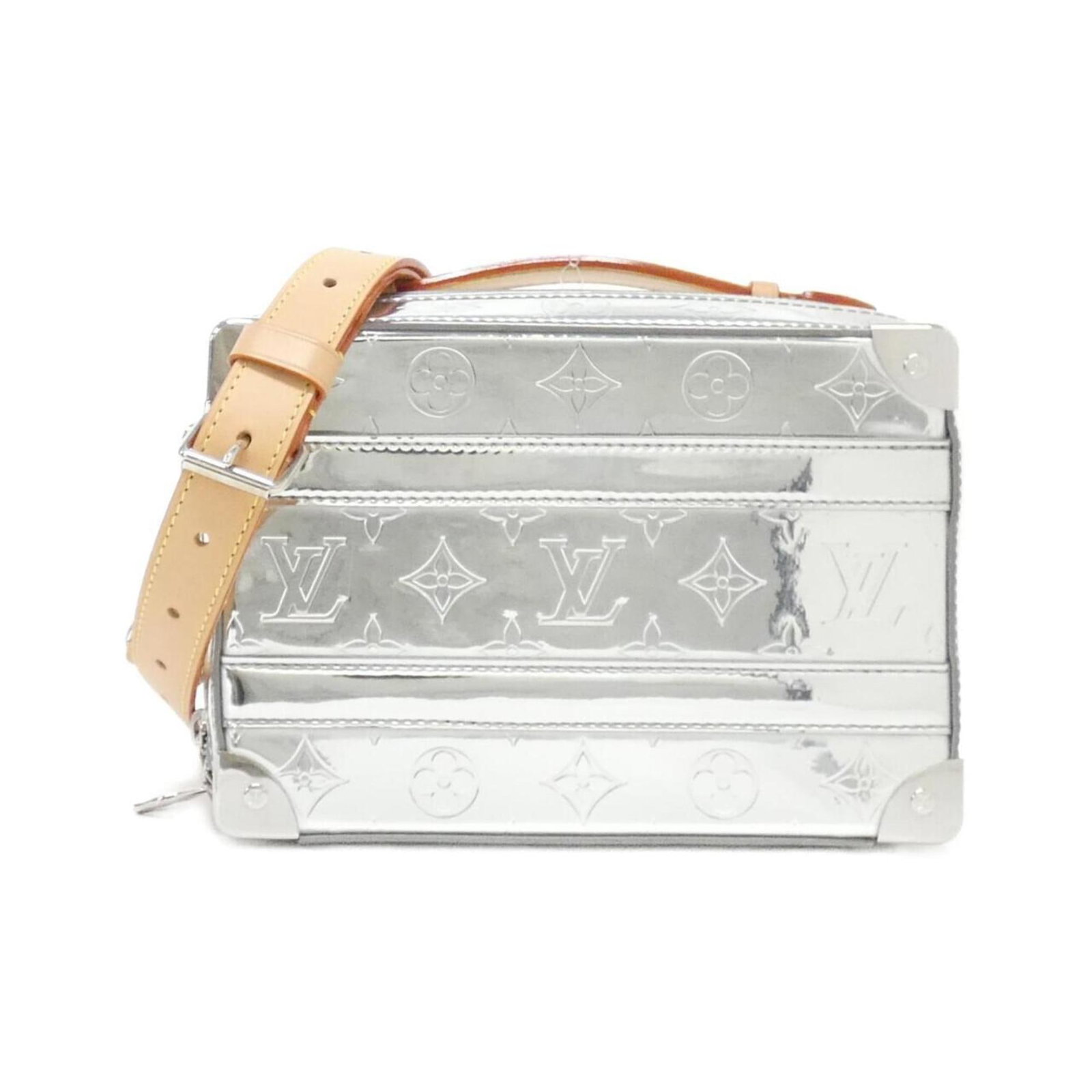 Louis Vuitton PVC Shoulder Bag: Louis Vuitton PVC Shoulder Bag Silver Louis Vuitton PVC Shoulder Bag, measuring 15cm x 21cm x 7cm, offers a sleek and modern design in PVC material. The bag's compact size and lightweight