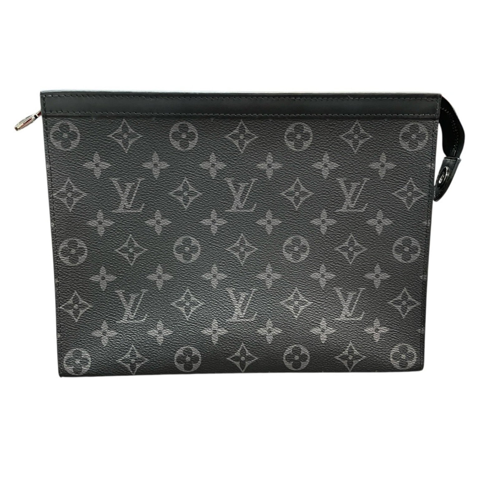 Louis Vuitton Clutch Bag Pouch Monogram Eclipse: Louis Vuitton Clutch Bag Pouch Monogram Eclipse Monogram Eclipse details add a touch of sophistication to this sleek Louis Vuitton clutch bag pouch. The black Monogram Eclipse material provides a