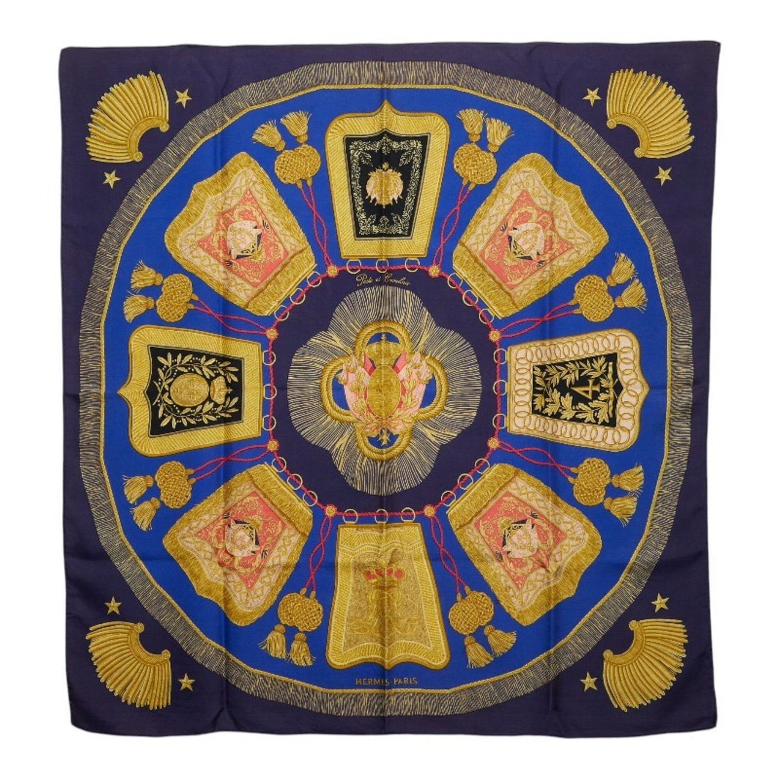 Silk Hermes Scarf: Silk Hermes Scarf Silk from Hermes, this multi-color scarf measures 90cm x 87cm, made from high-quality silk material. Borne with a signature, this scarf is a notable piece with its unique