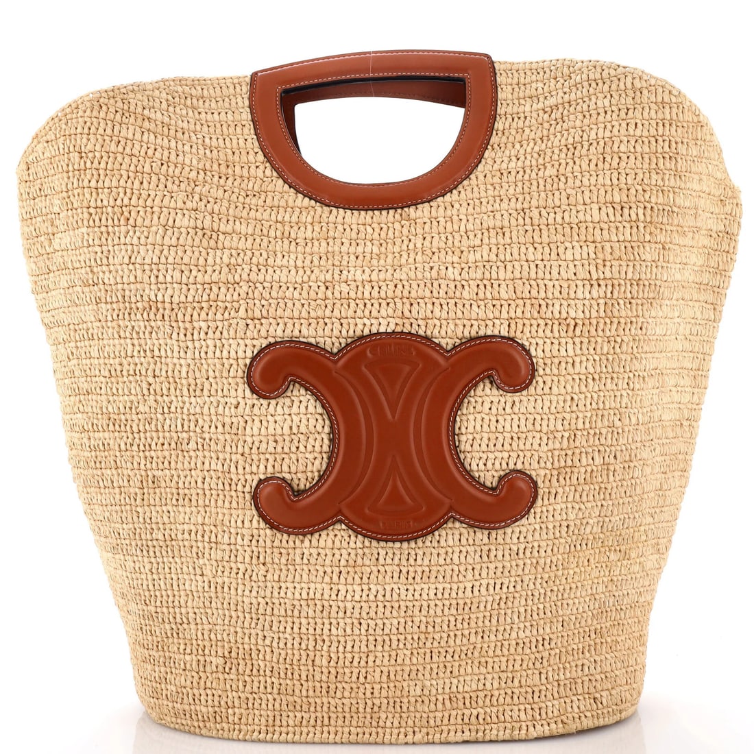 Triomphe Basket Shopper Raffia Leather Large Tote: Triomphe Basket Shopper Raffia Leather Large Tote The Triomphe Basket Shopper Raffia Leather Large Tote boasts a unique combination of raffia and leather materials, creating a distinctive and eye-catc