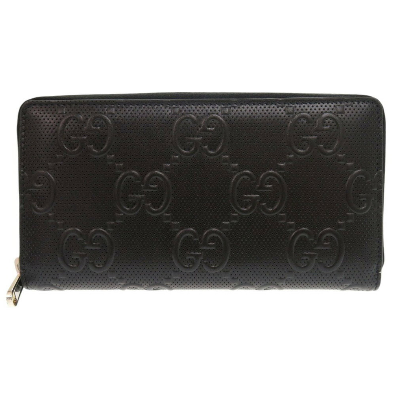 Gucci Long Wallet (Bi-Fold) Leather: Gucci Long Wallet (Bi-Fold) Leather Black leather bi-fold wallet from Gucci, measuring 10.5cm x 19cm x 2.5cm, comes with a box and dust bag for storage. This long wallet is made from high-quality