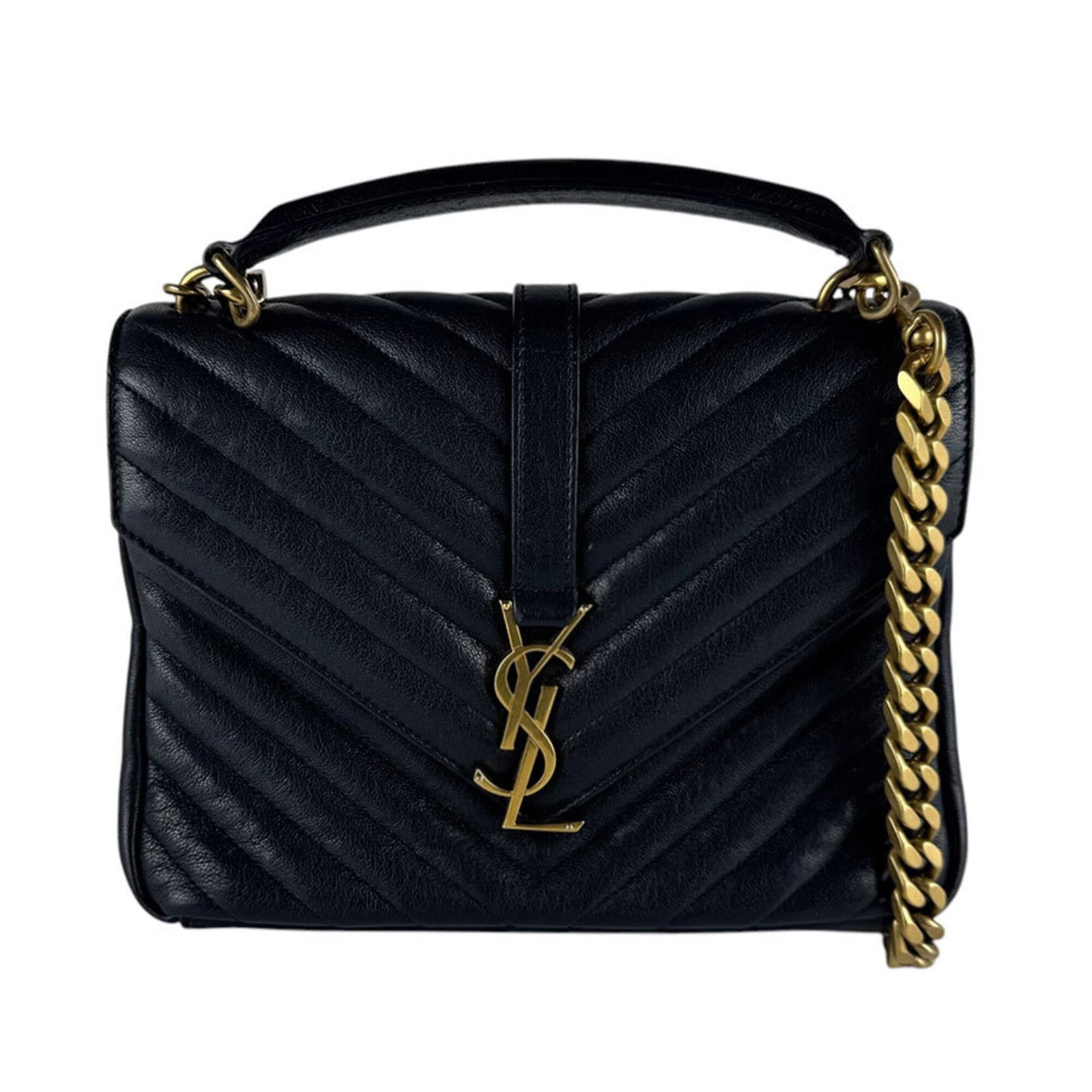 Shoulder Bag By Saint Laurent: Shoulder Bag By Saint Laurent Navy shoulder bag from Saint Laurent, Italy, with dimensions 17cm x 23cm x 6cm. This stylish bag features a classic design with clean lines and a compact size, making it